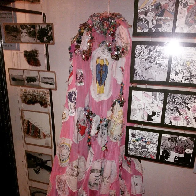 Sophie New, Display of double veil with working drawings, 2015