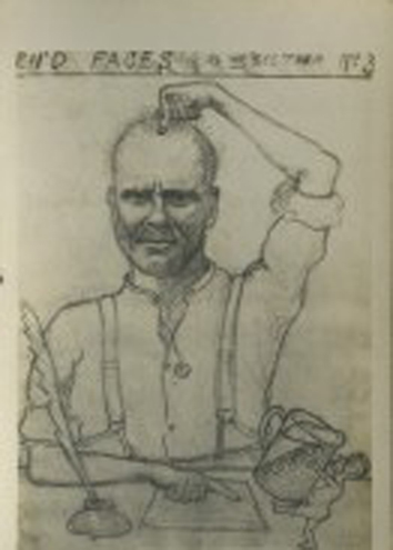 William Hunter, World War I postcard sketch, GSA Archives.