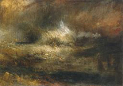 Joseph Mallory William Turner, Stormy Sea with Blazing Wreck, c.1835-40, Tate collection, NO4658.