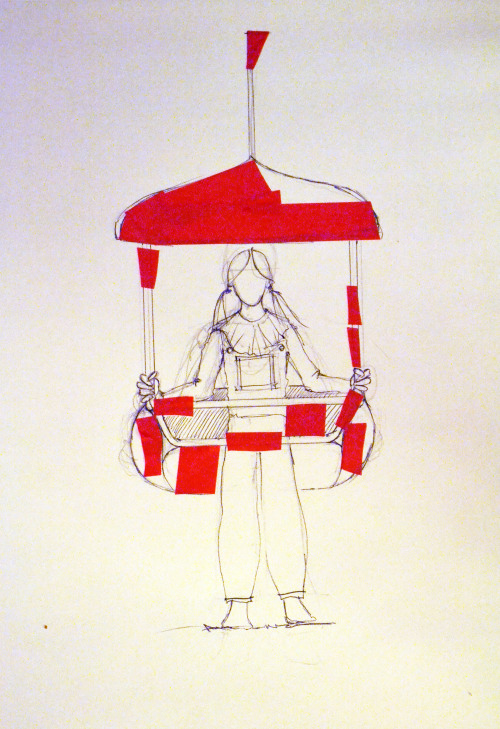 Sarah Coggrave, Design for wearable chairlift costume, 2014.