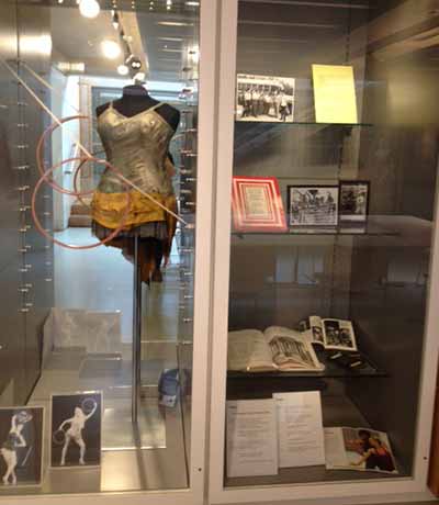 Archive display about Rambert's international touring history