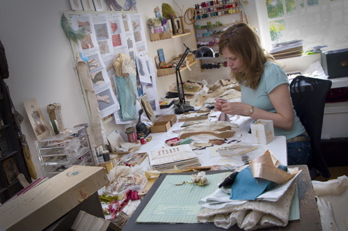 Serena Partridge at work in her studio, from artist's website. 