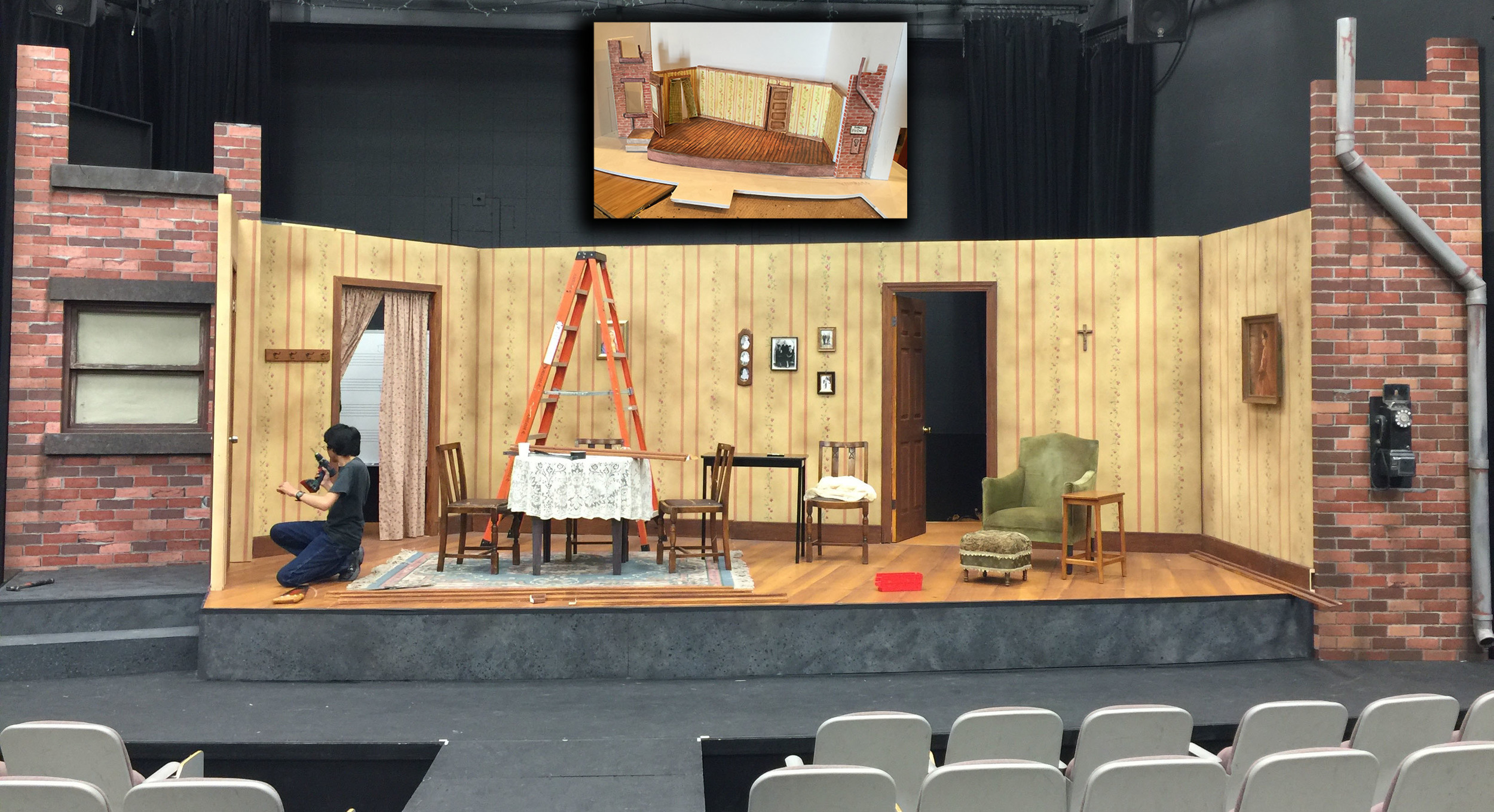 Set being assembled on stage