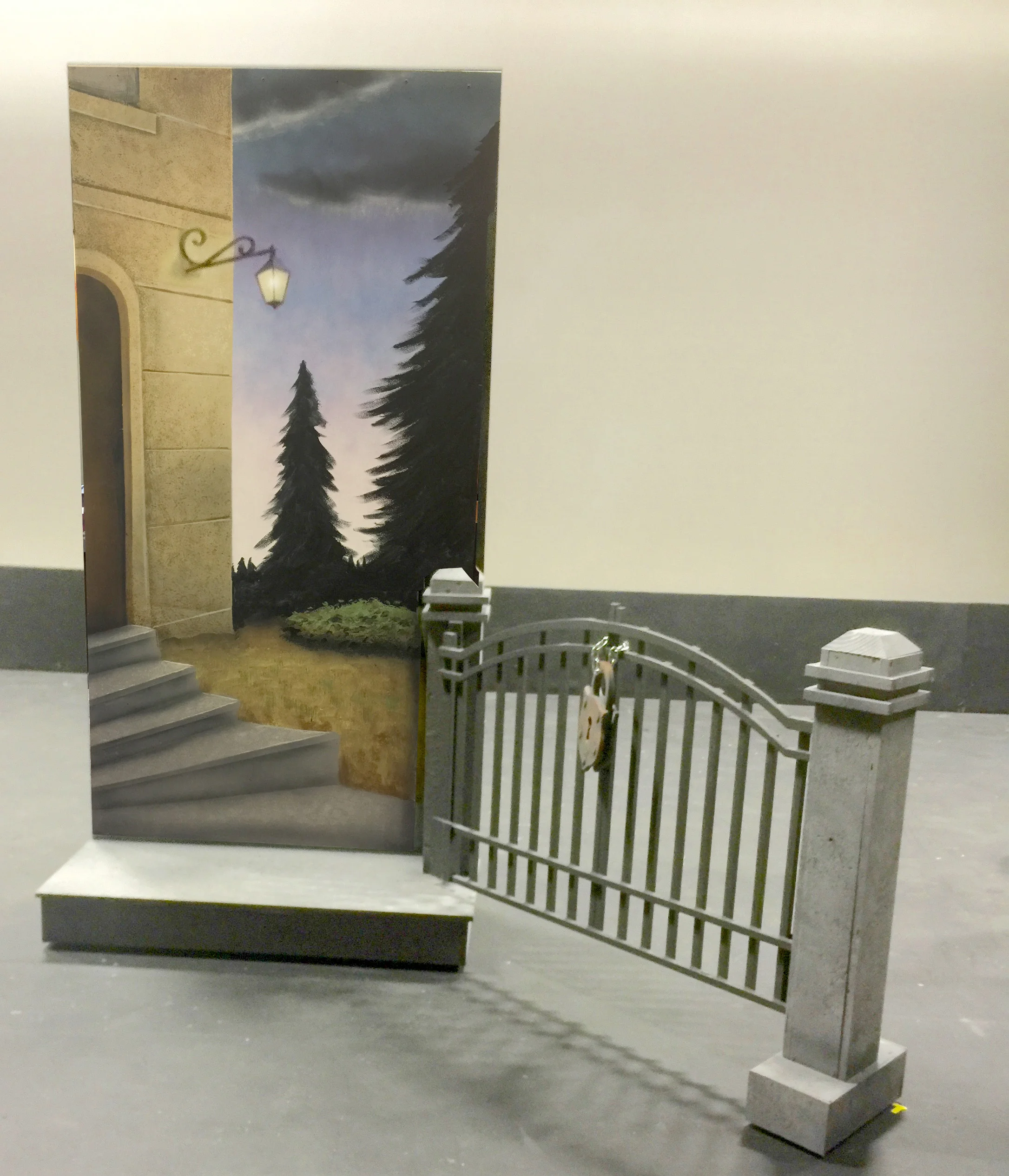 Exterior of Baskerville Hall painted on wagon