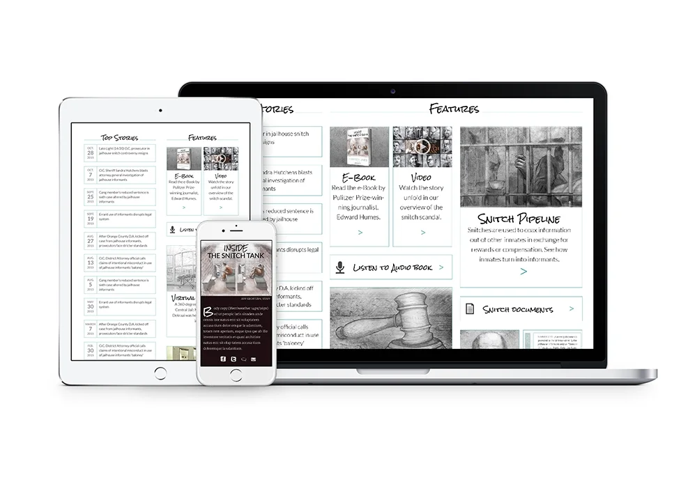 Inside the Snitch Tank desktop and mobile site