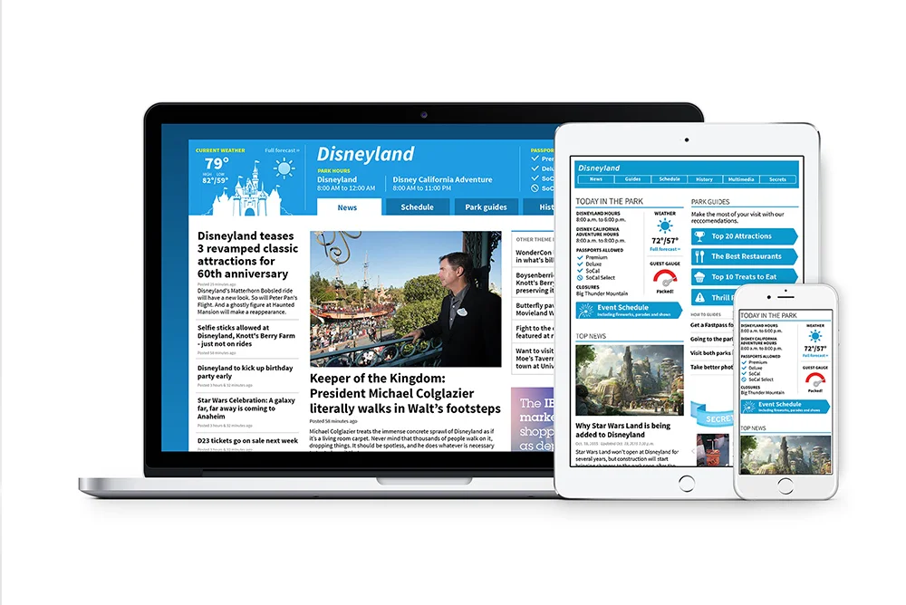 Disneyland desktop and mobile sites