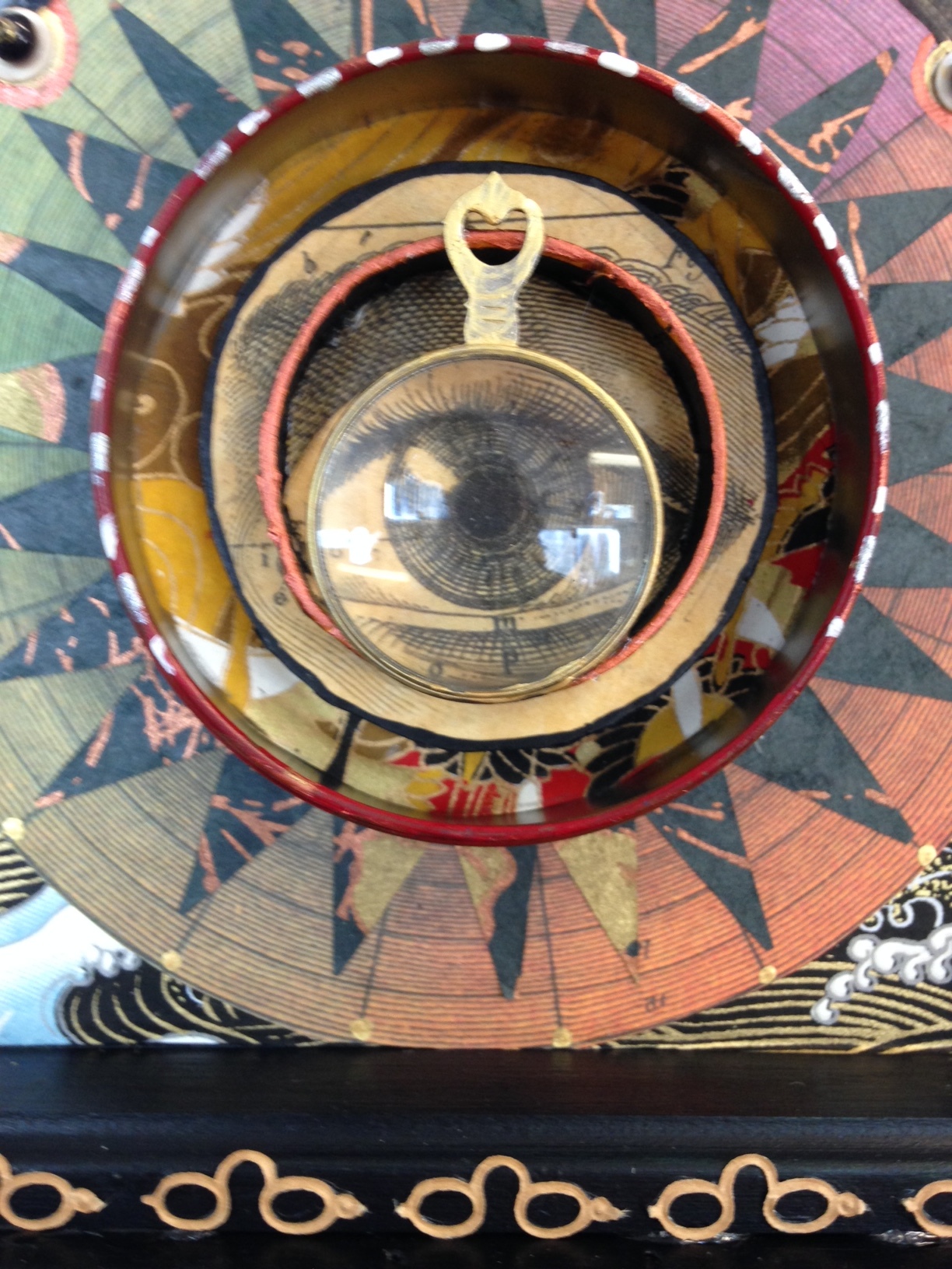 Detail from "Vision test for america" assemblage by sara saltee