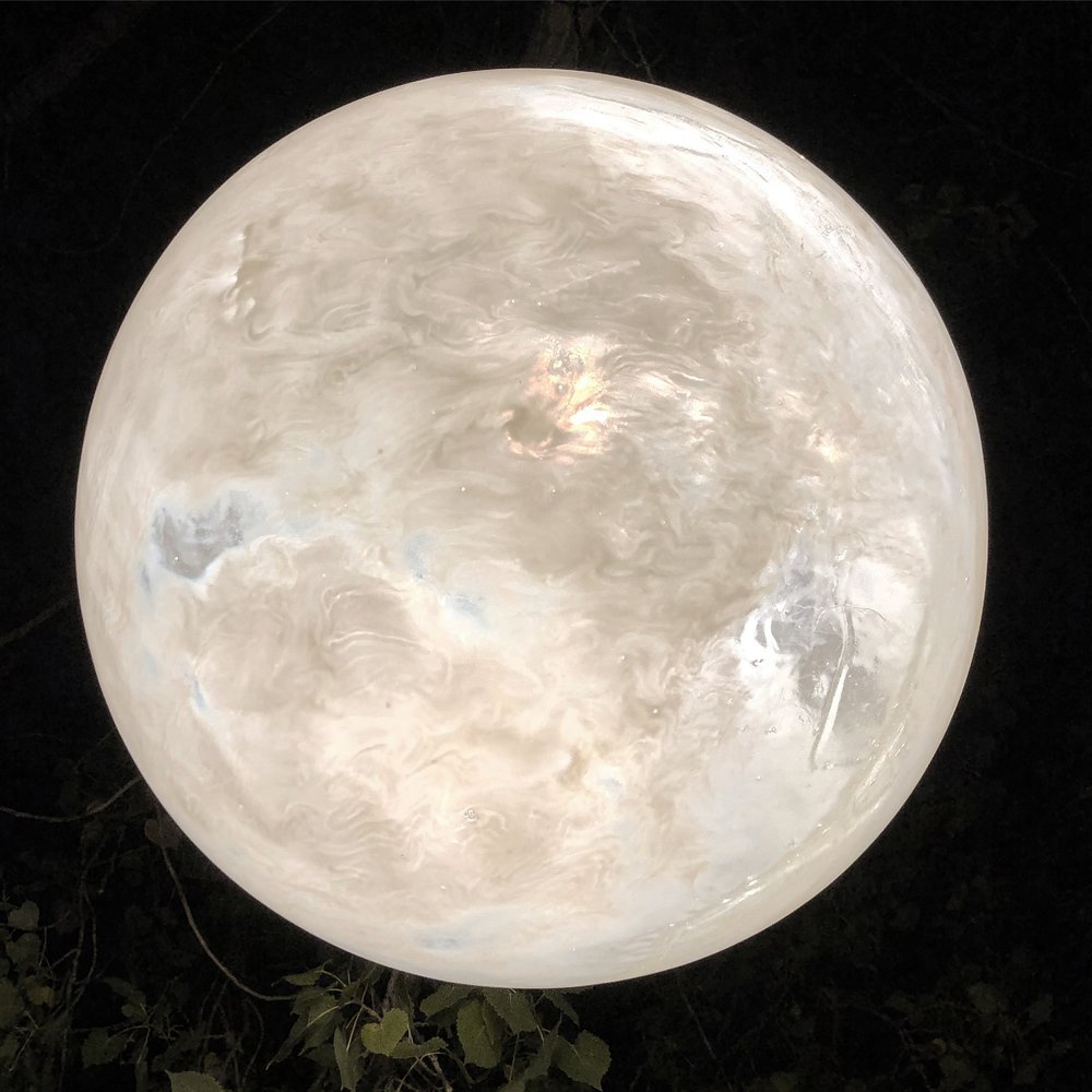 Detail of Moon. Resin, lights, Nuit Blance, Winnipeg, Canada September 29, 2018. Photo courtesy of the artist.