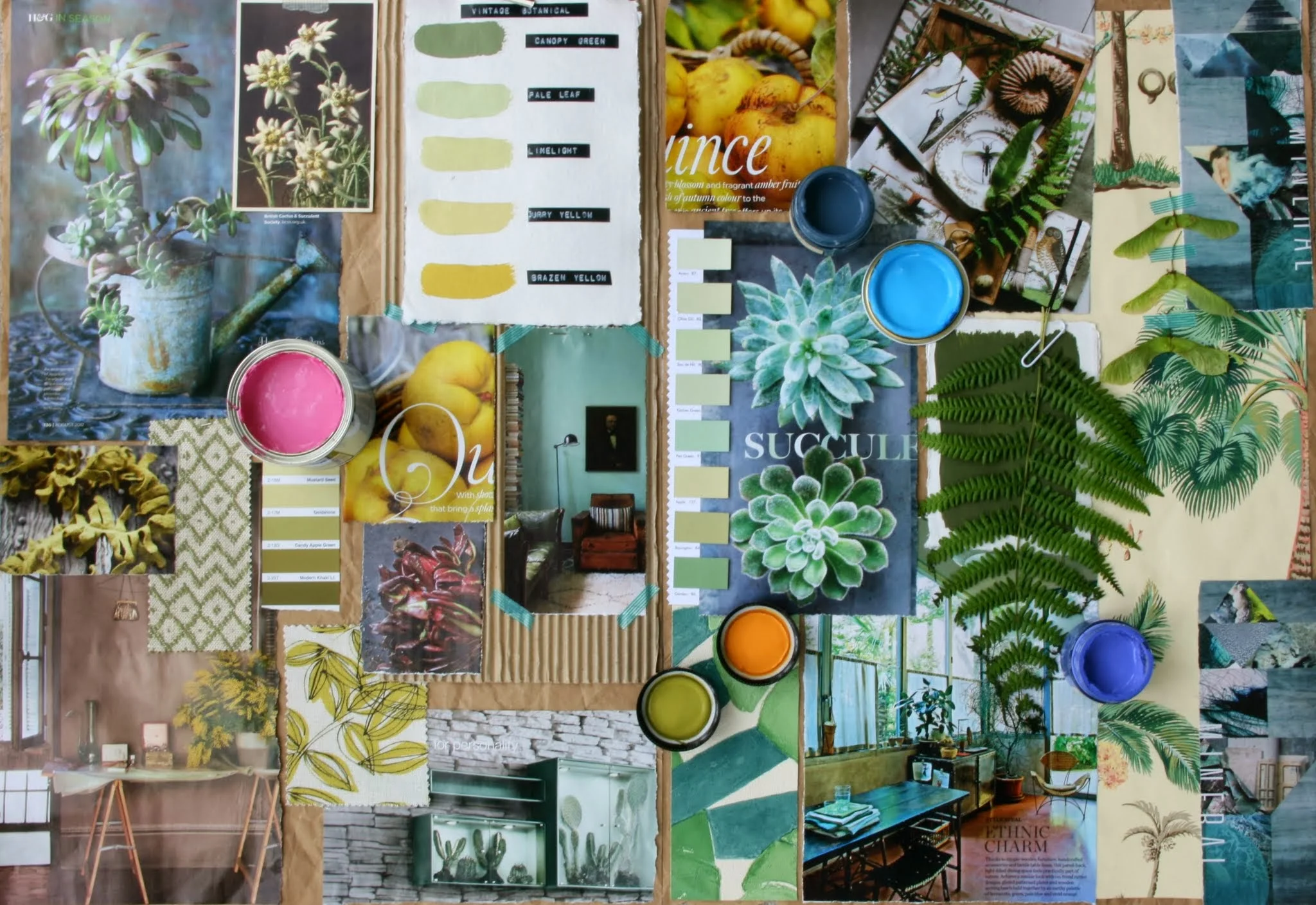 Haptic moodboards, paints, fabrics, wallpapers, inspiration, Caroline Davis stylist, creative direction