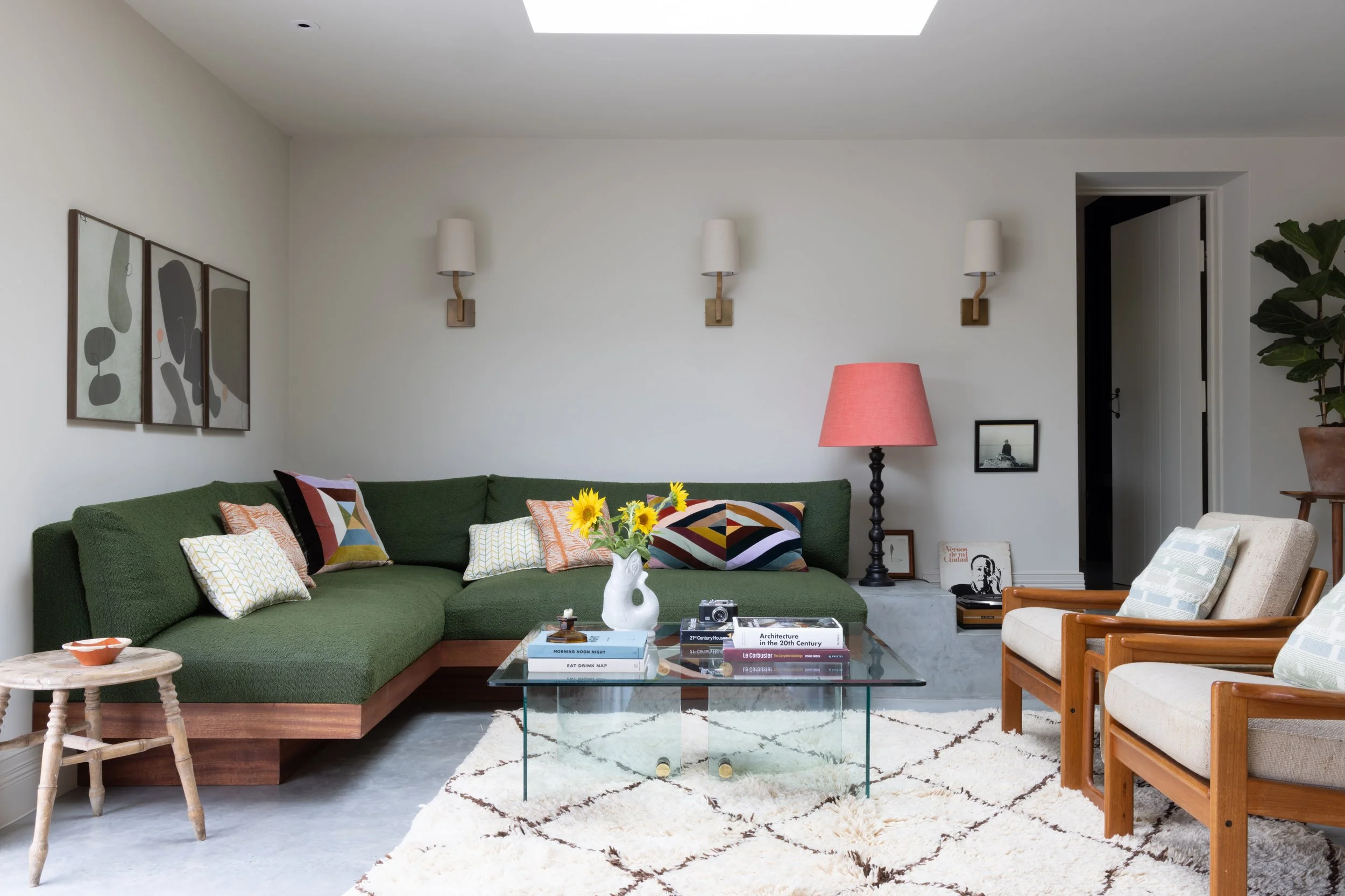 Mid century living room, art curation, vintage furniture and accessories, Caroline Davis Stylist, London and Cotswolds