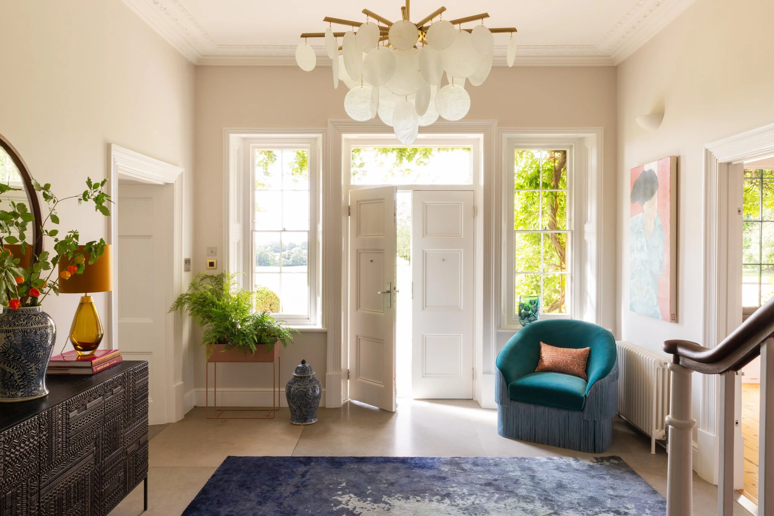 Georgian Manor hallway, interior styling Caroline Davis Stylist, Cotswolds and London