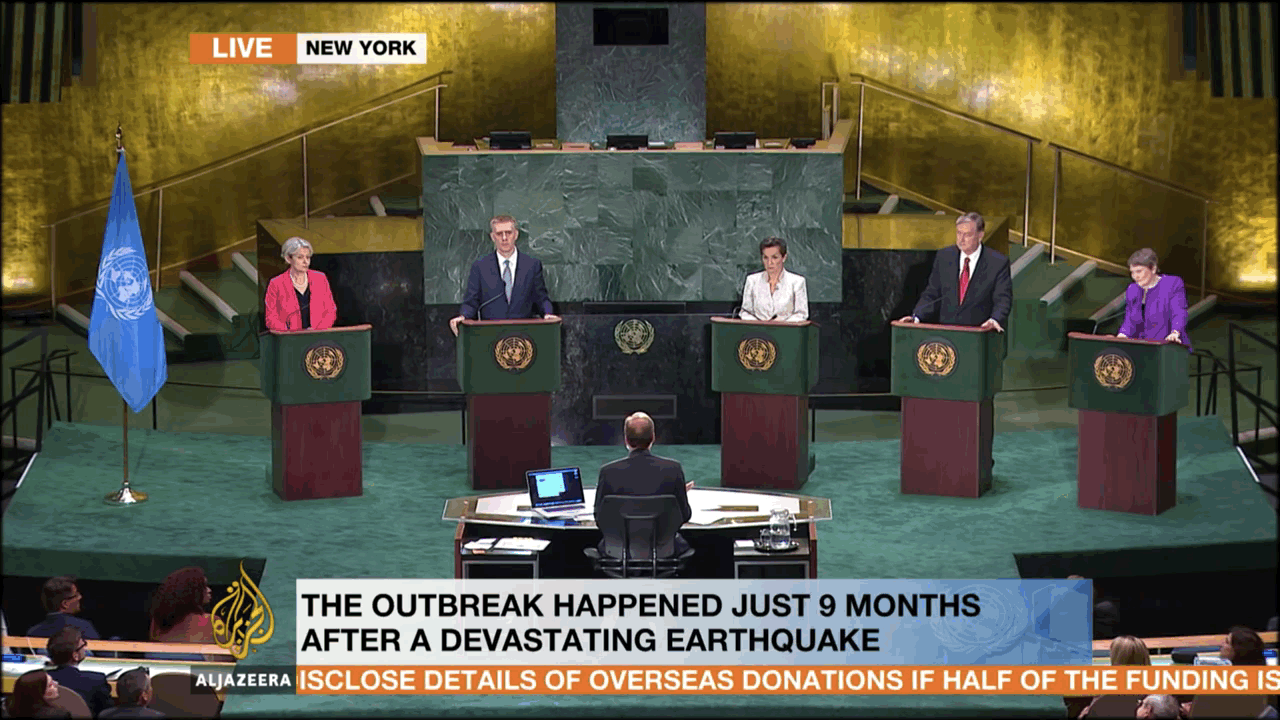 Christina Figueres speaks out on cholera at the UN Debate hosted by Al Jazeera