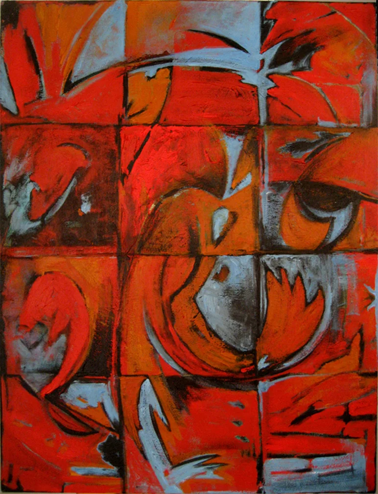 Grid in Red, Black and Light Blue