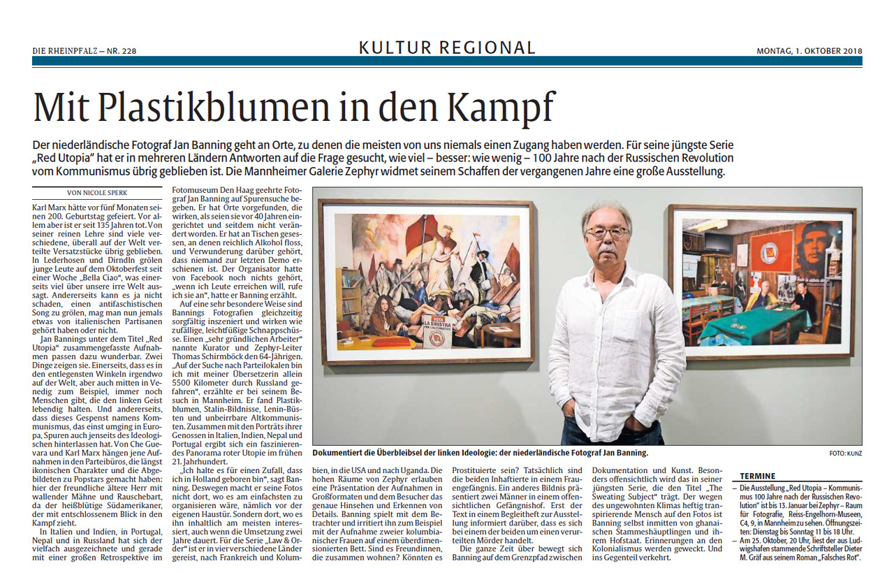 01.10.2018 Rheinpfalz : Mit Plastikblumen in den Kampf