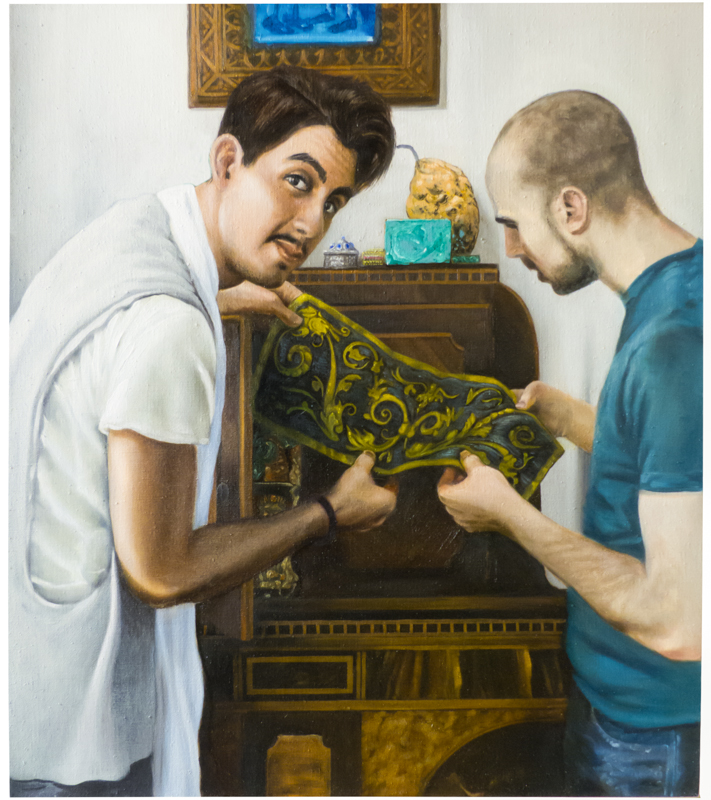   Brandon and Evan (Lessons) , 2015.&nbsp;Oil on linen, 27x24in. 