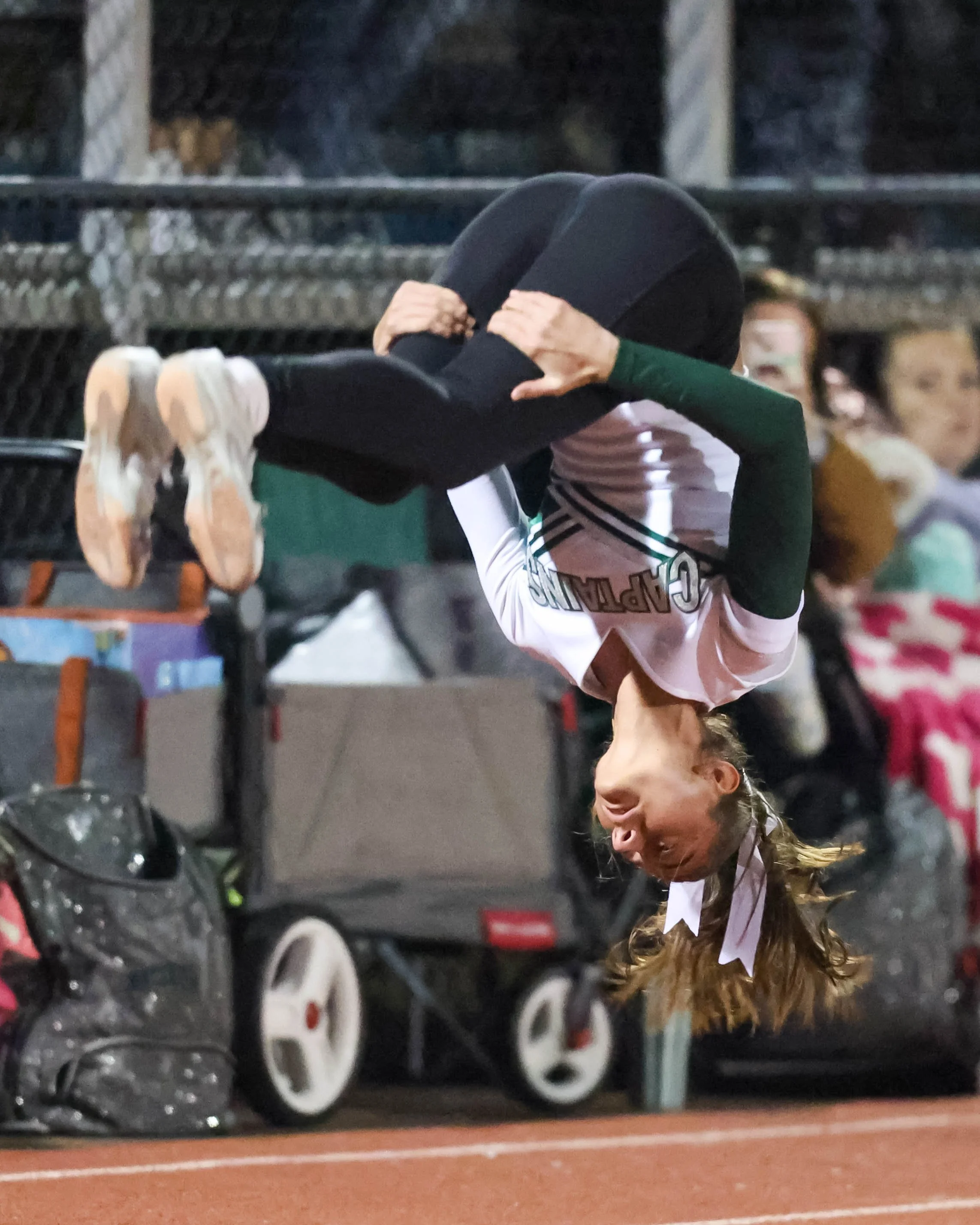 WK Cheerleader upside down