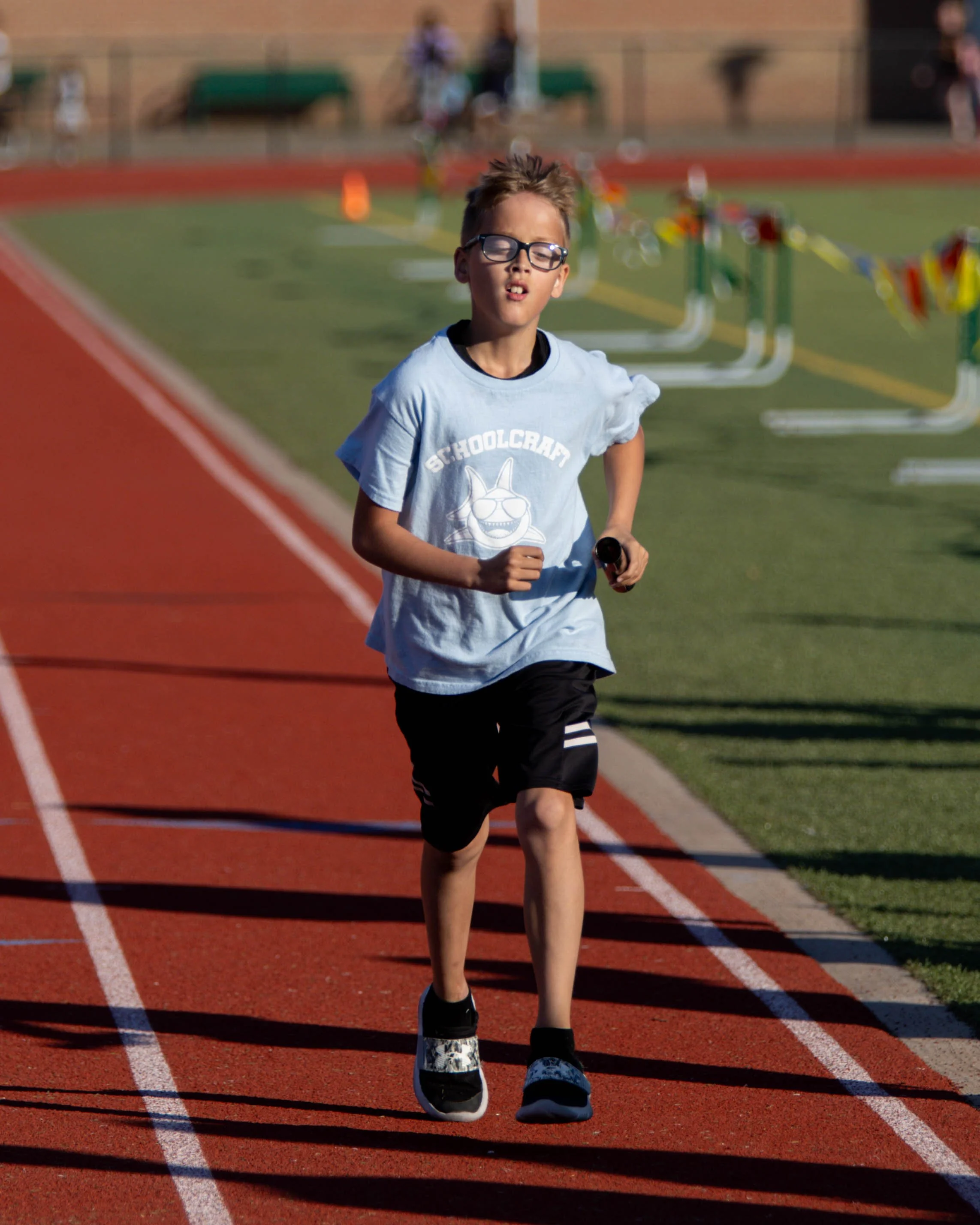 Schoolcraft runner at the finish line