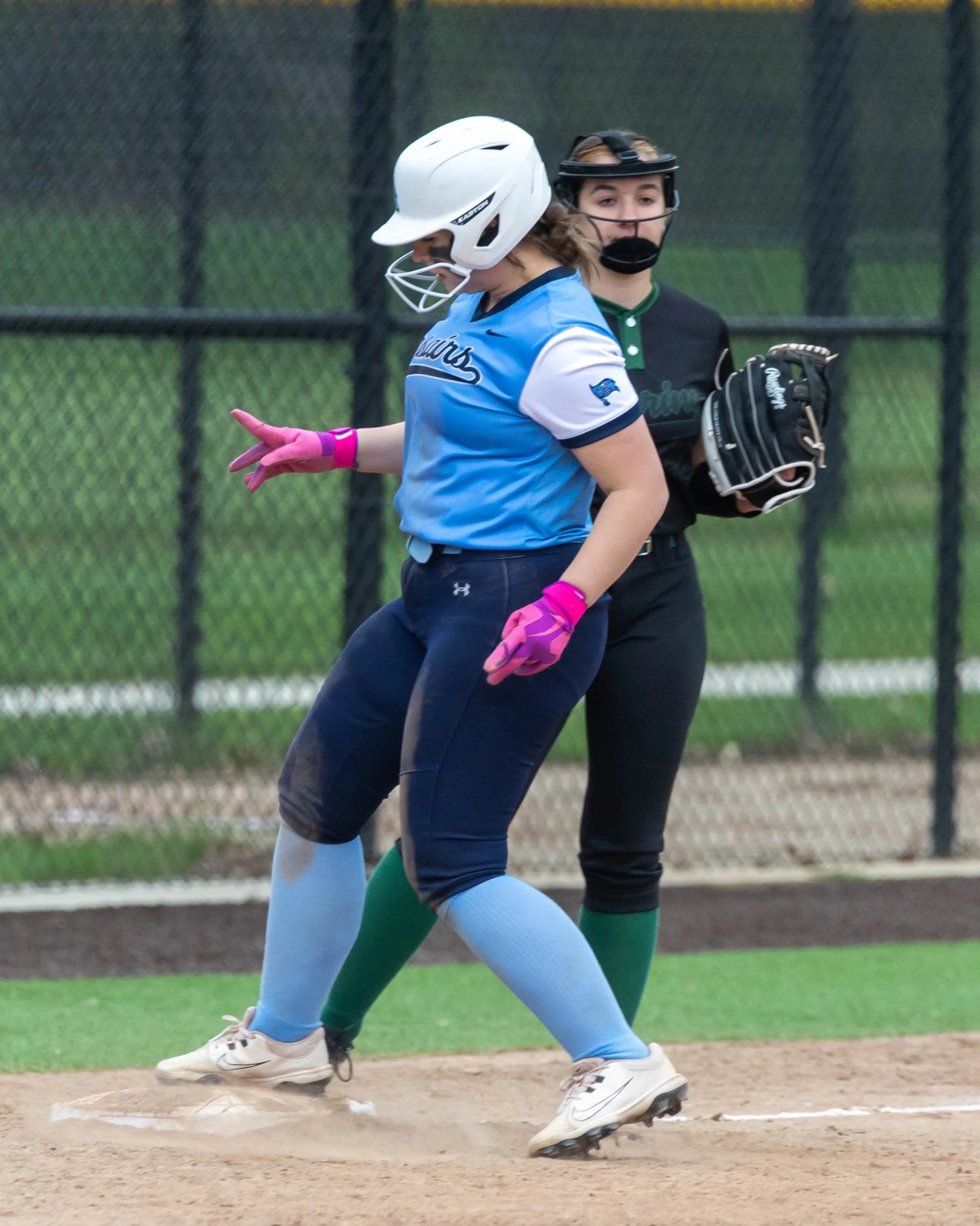 Mott runner touches third base