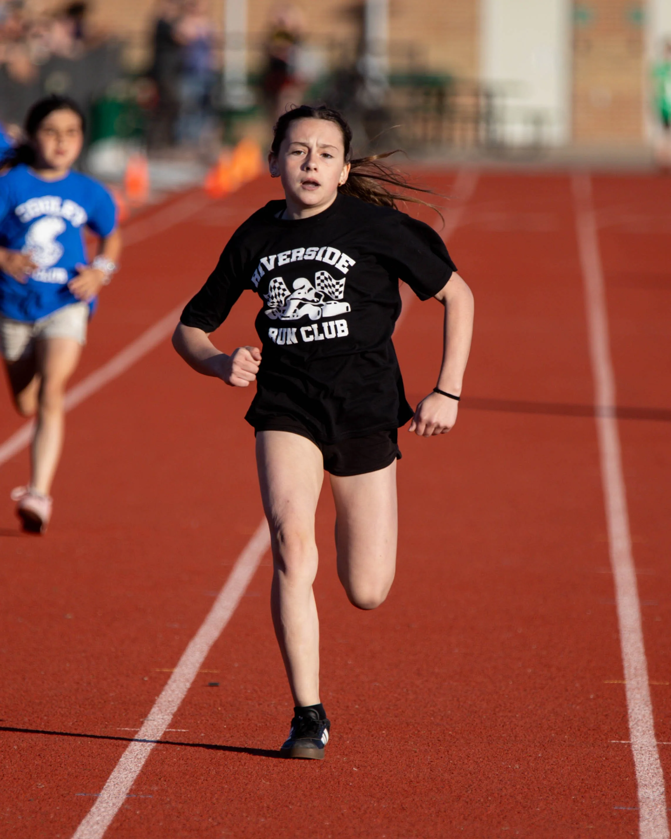 Riverside runner at the finish line