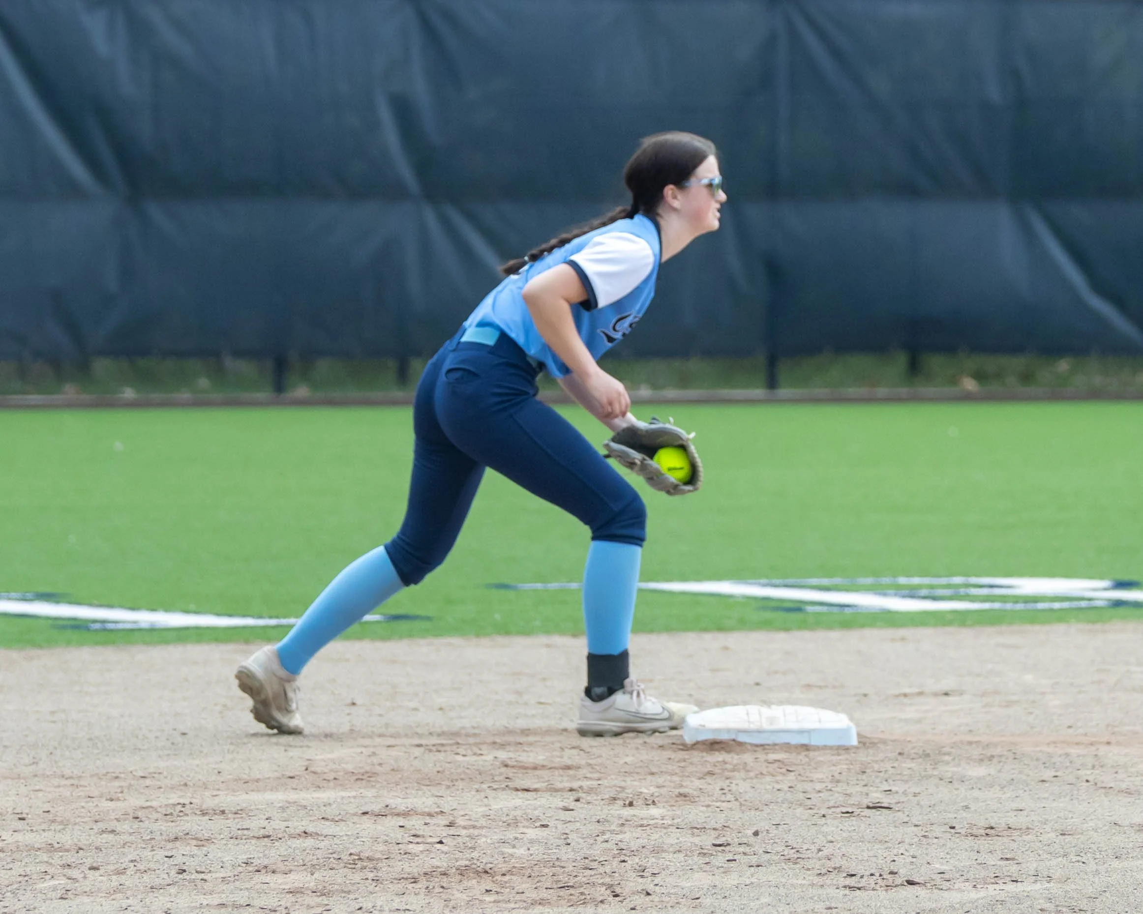 Mott second base holds the ball