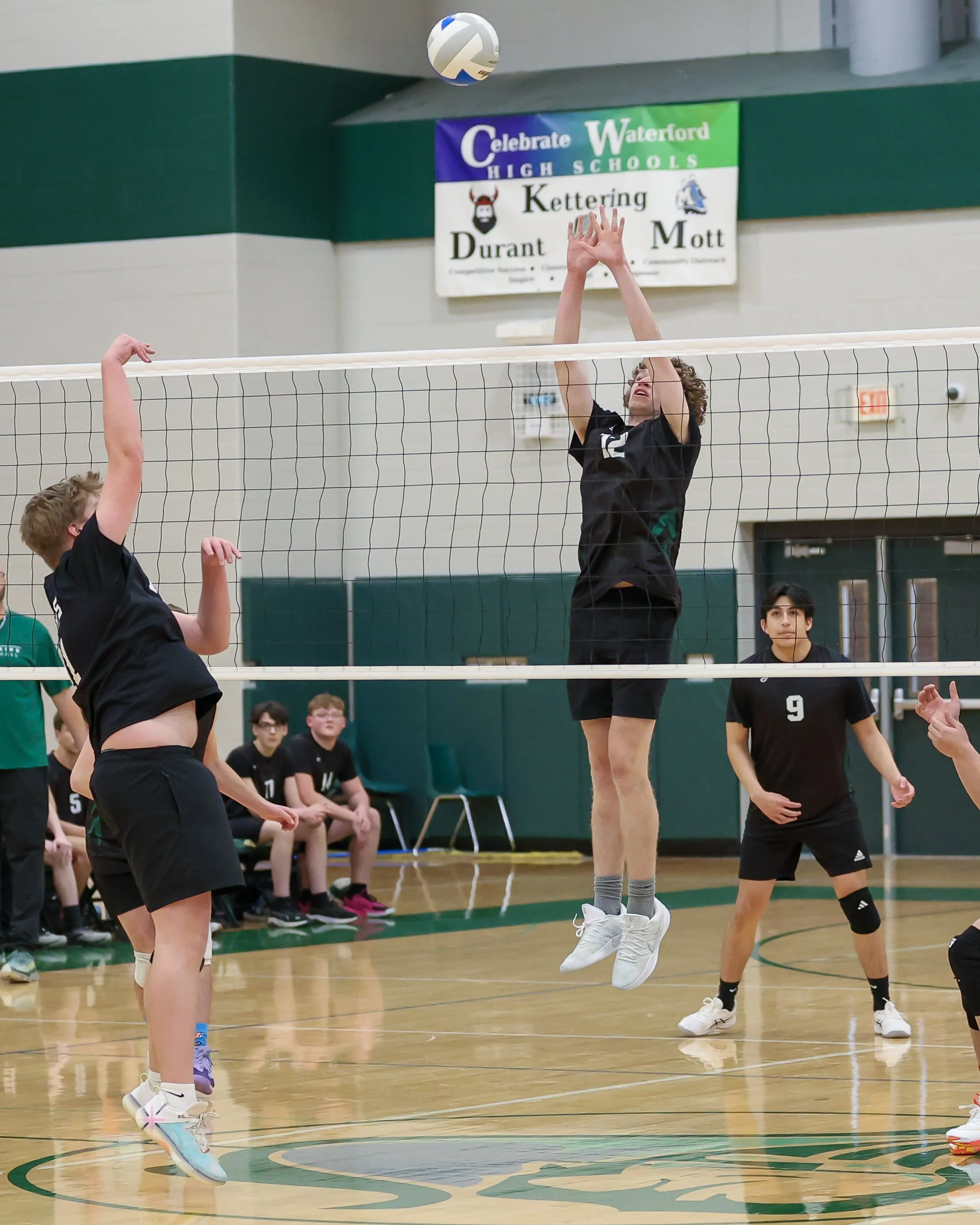 #12 up to block the ball