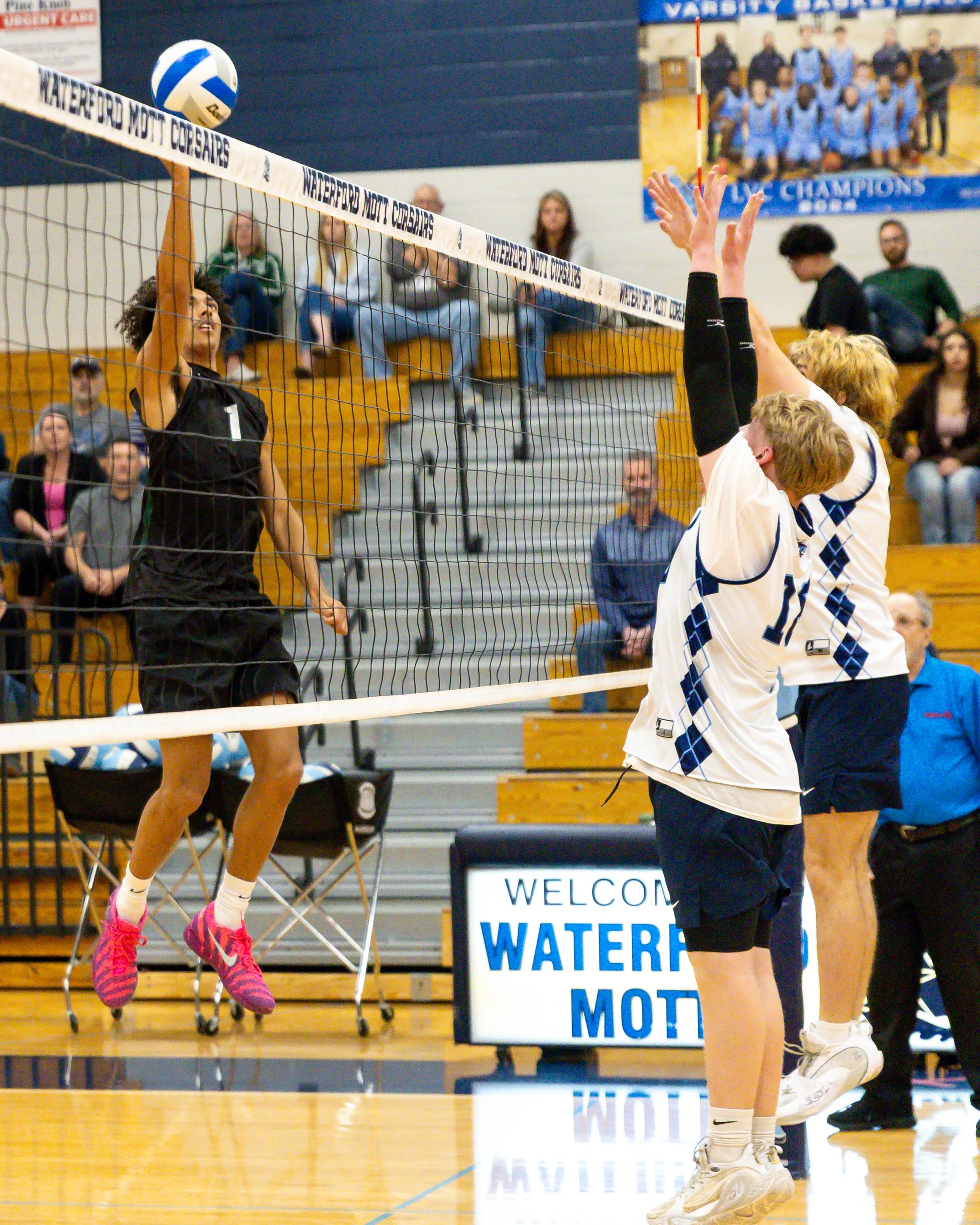 Kettering #1 spikes the ball