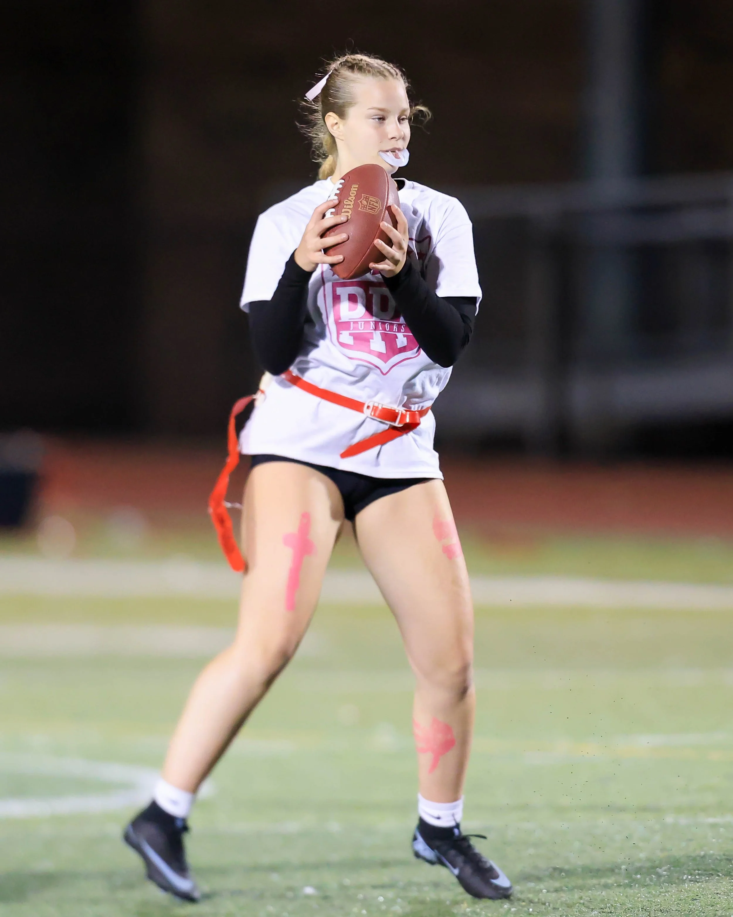 Junior quarterback with the ball