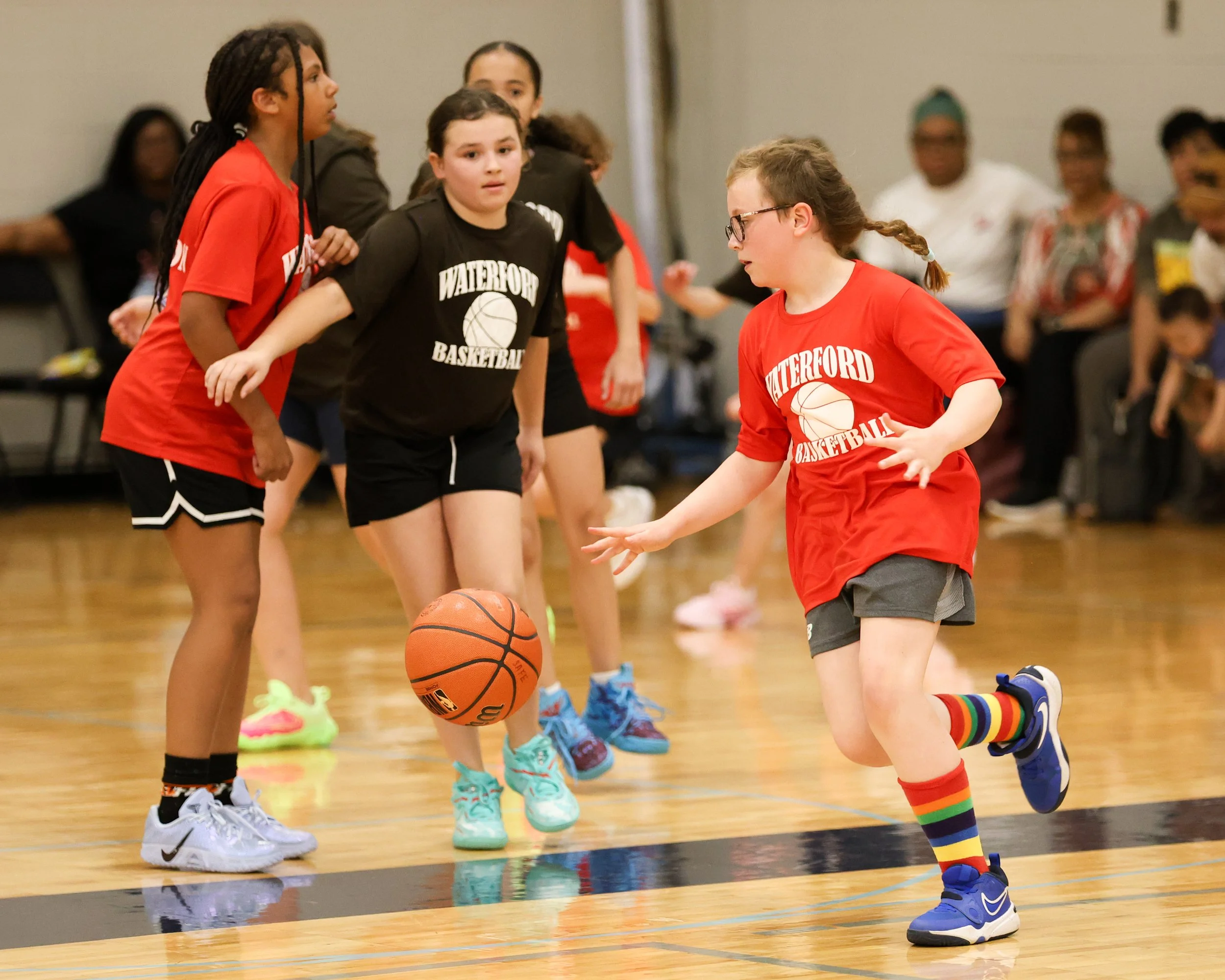 Houghton girl dribbles the ball