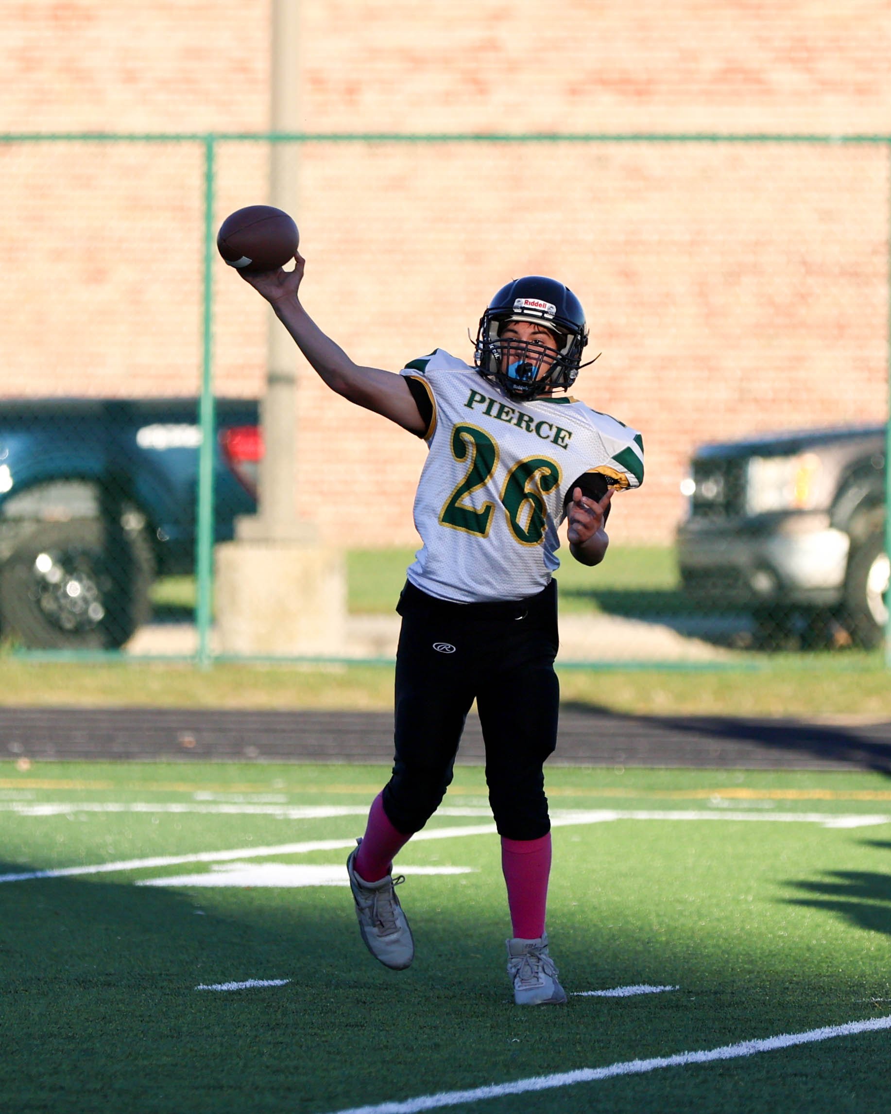 Pierce #26 passes the ball