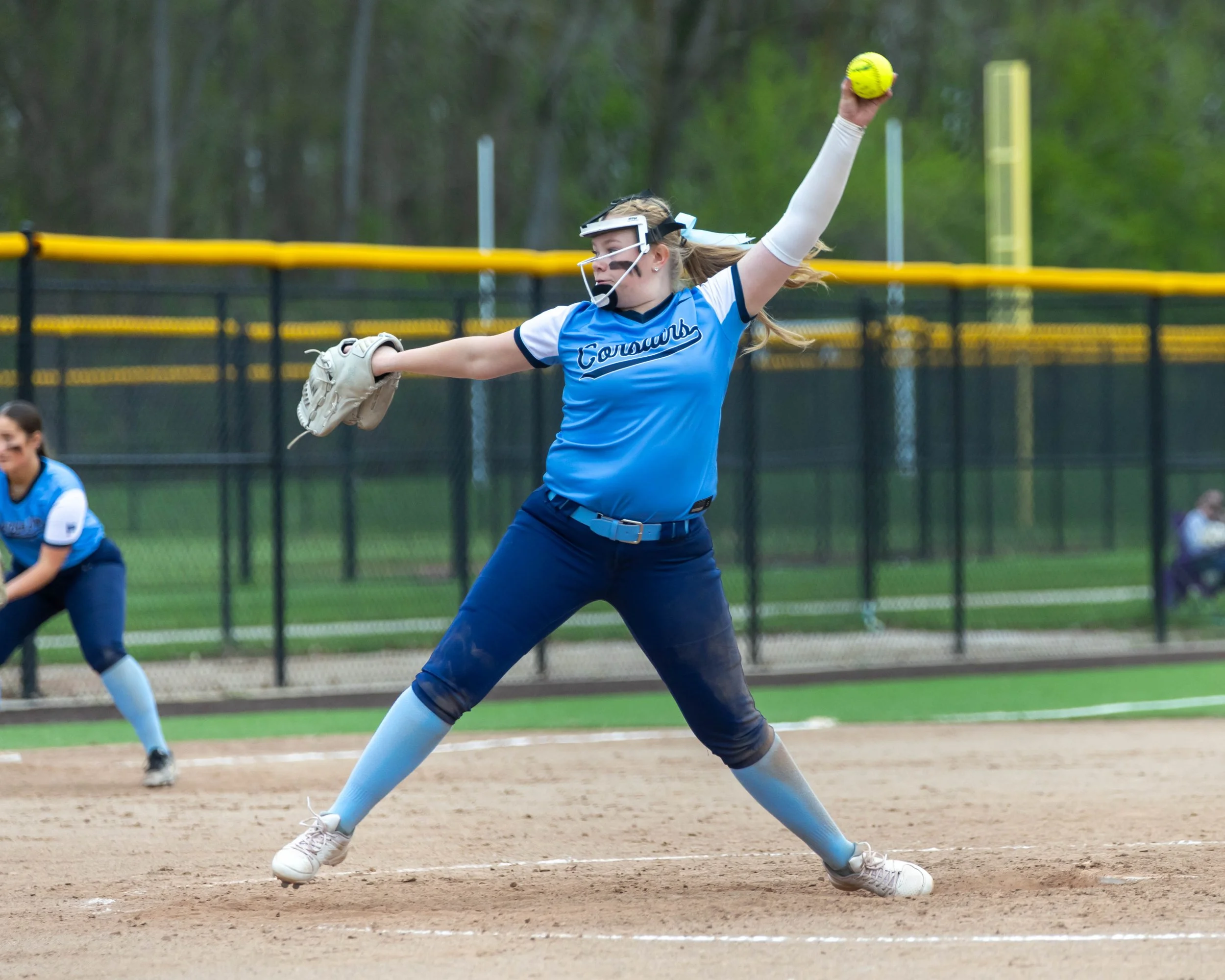Mott pitcher winds up for the pitch 