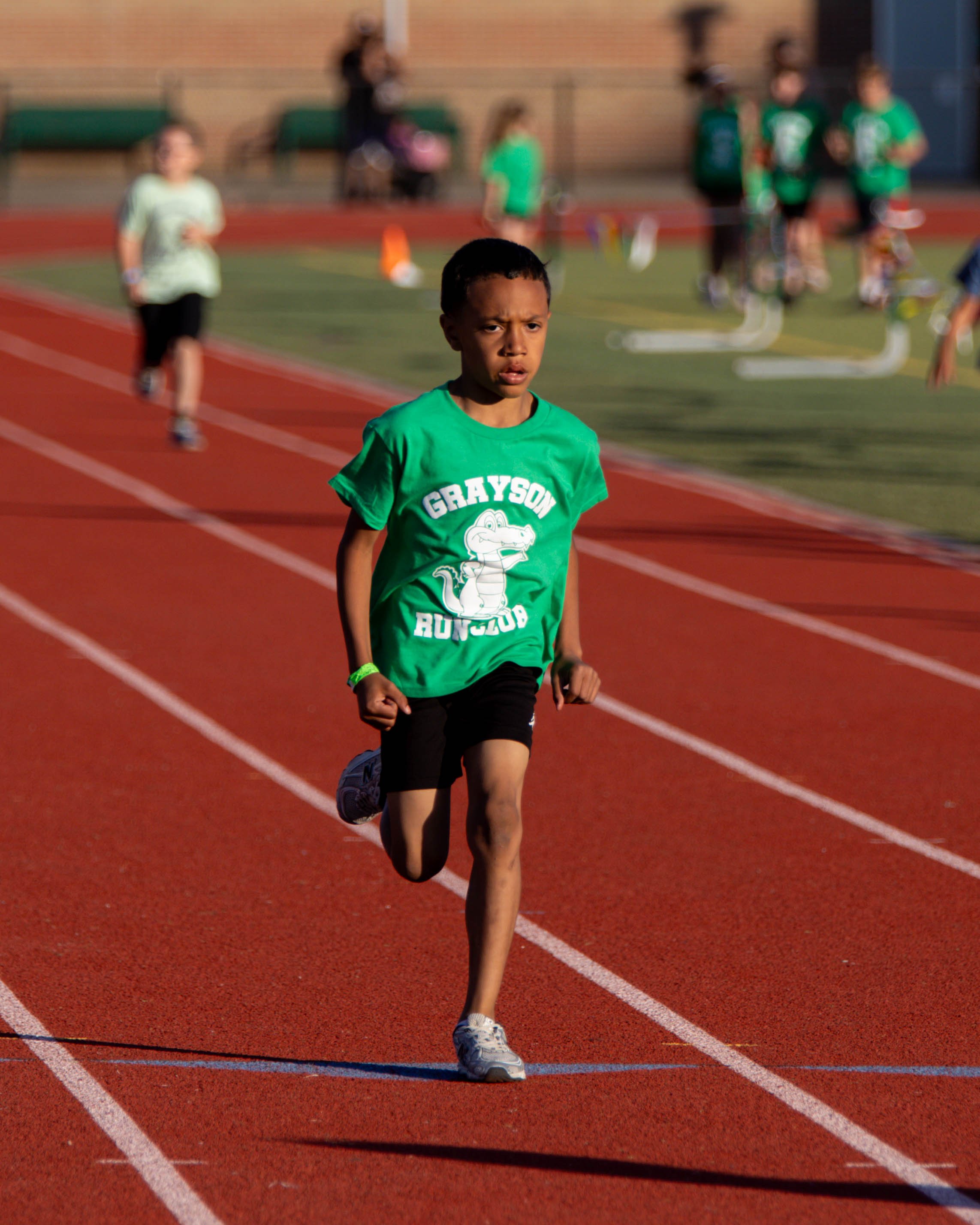 Grayson runner at the finish line