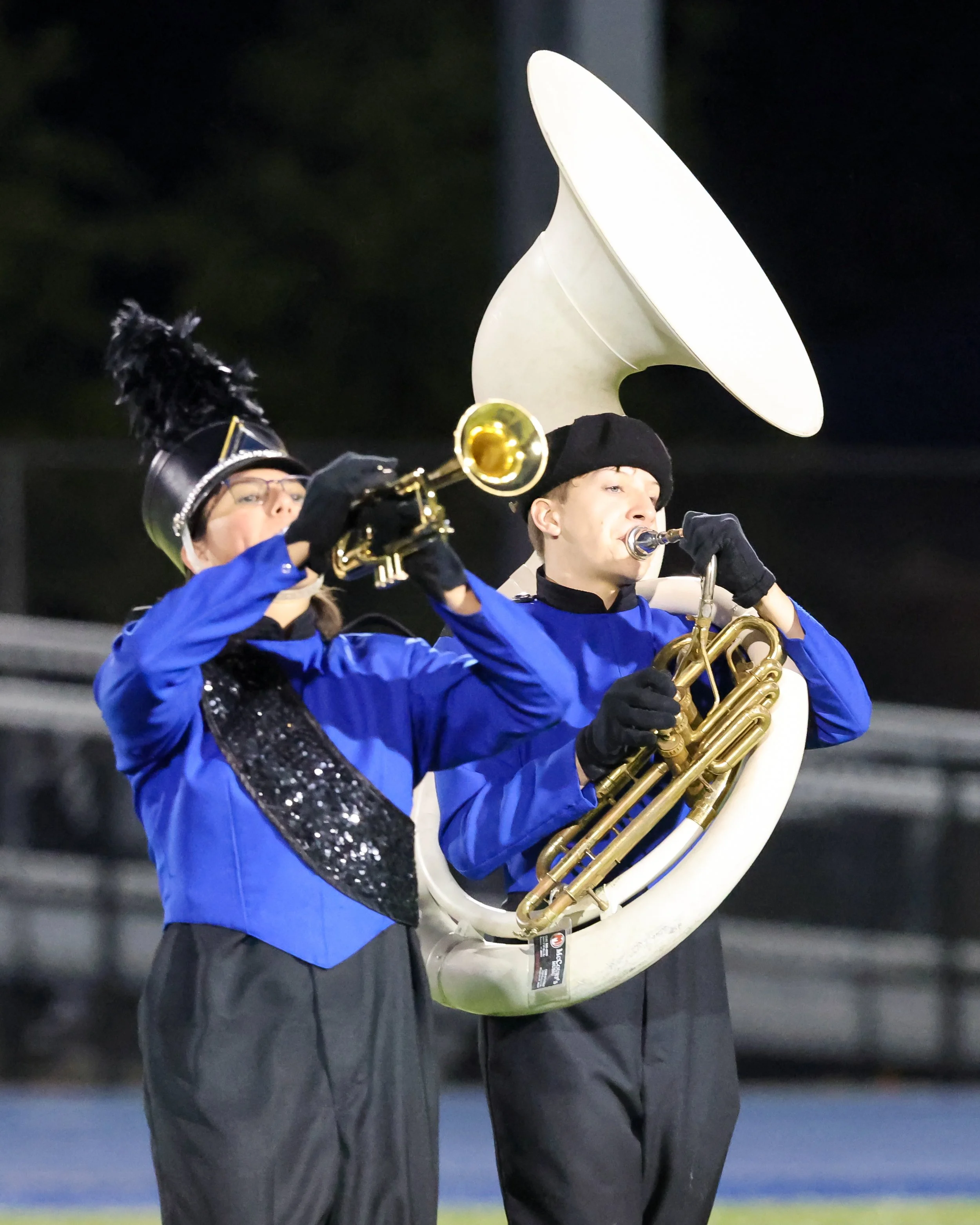 WM Marching Band tuba and trumpet players