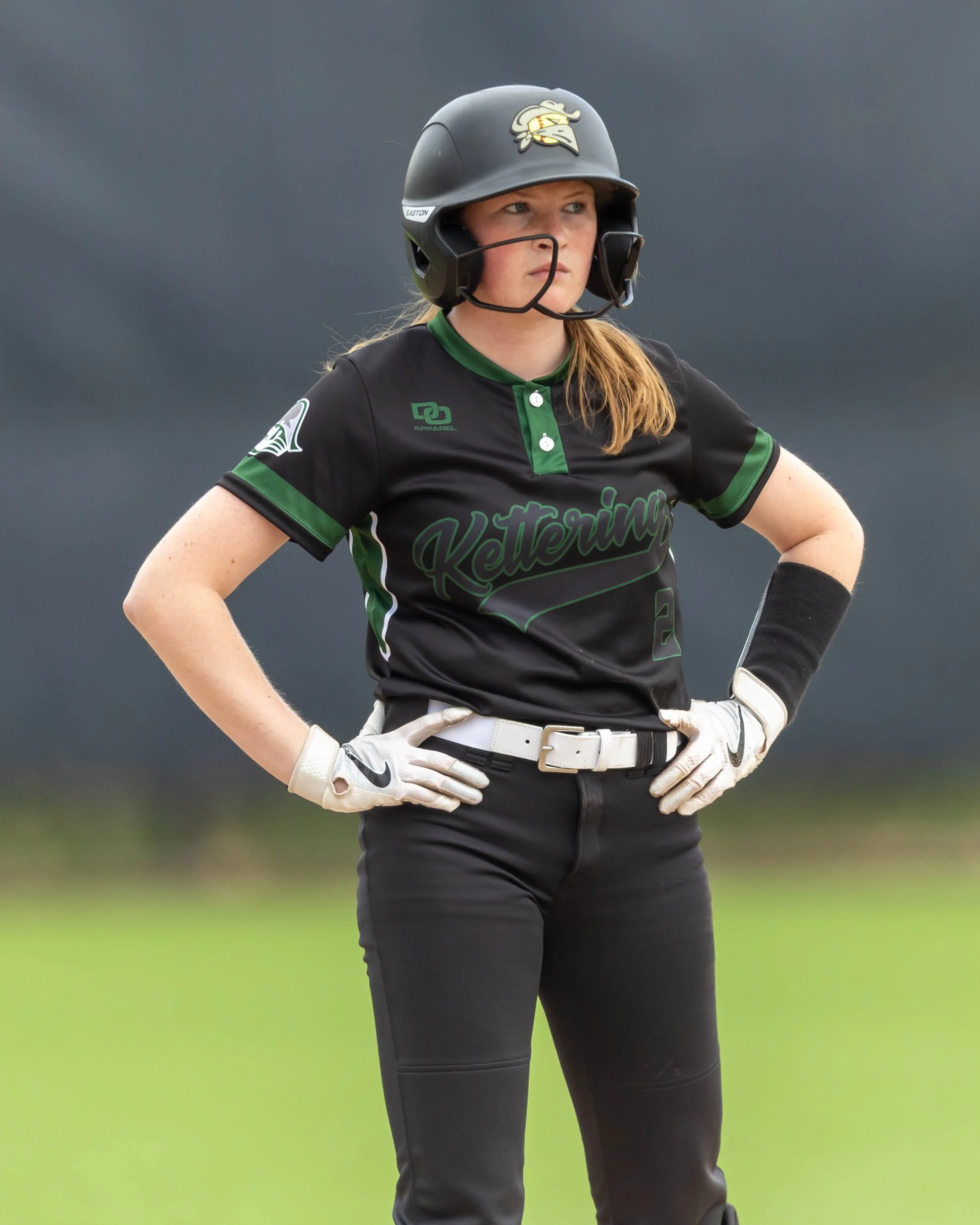 Kettering #2 stands on second base