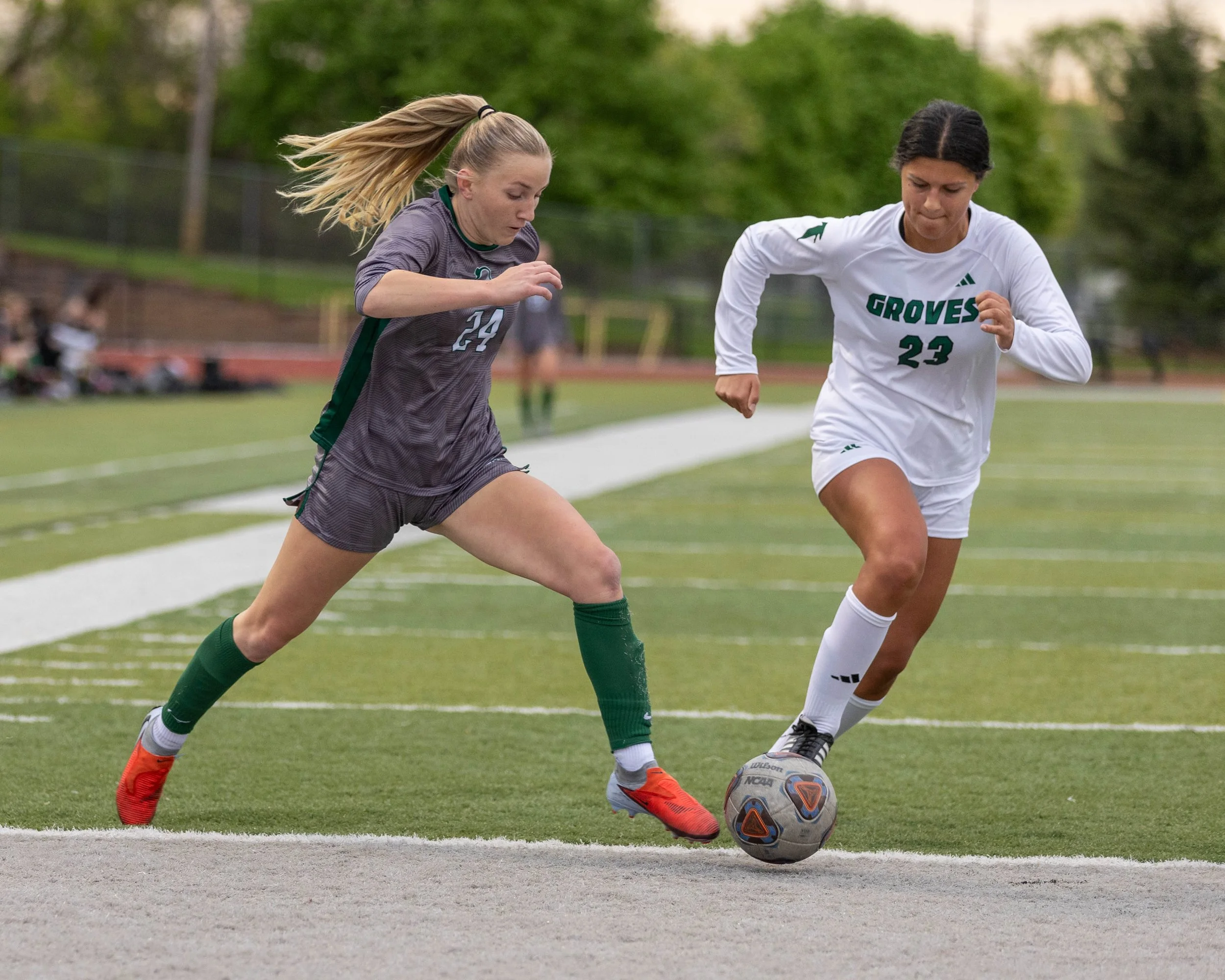 #24 chases the ball 