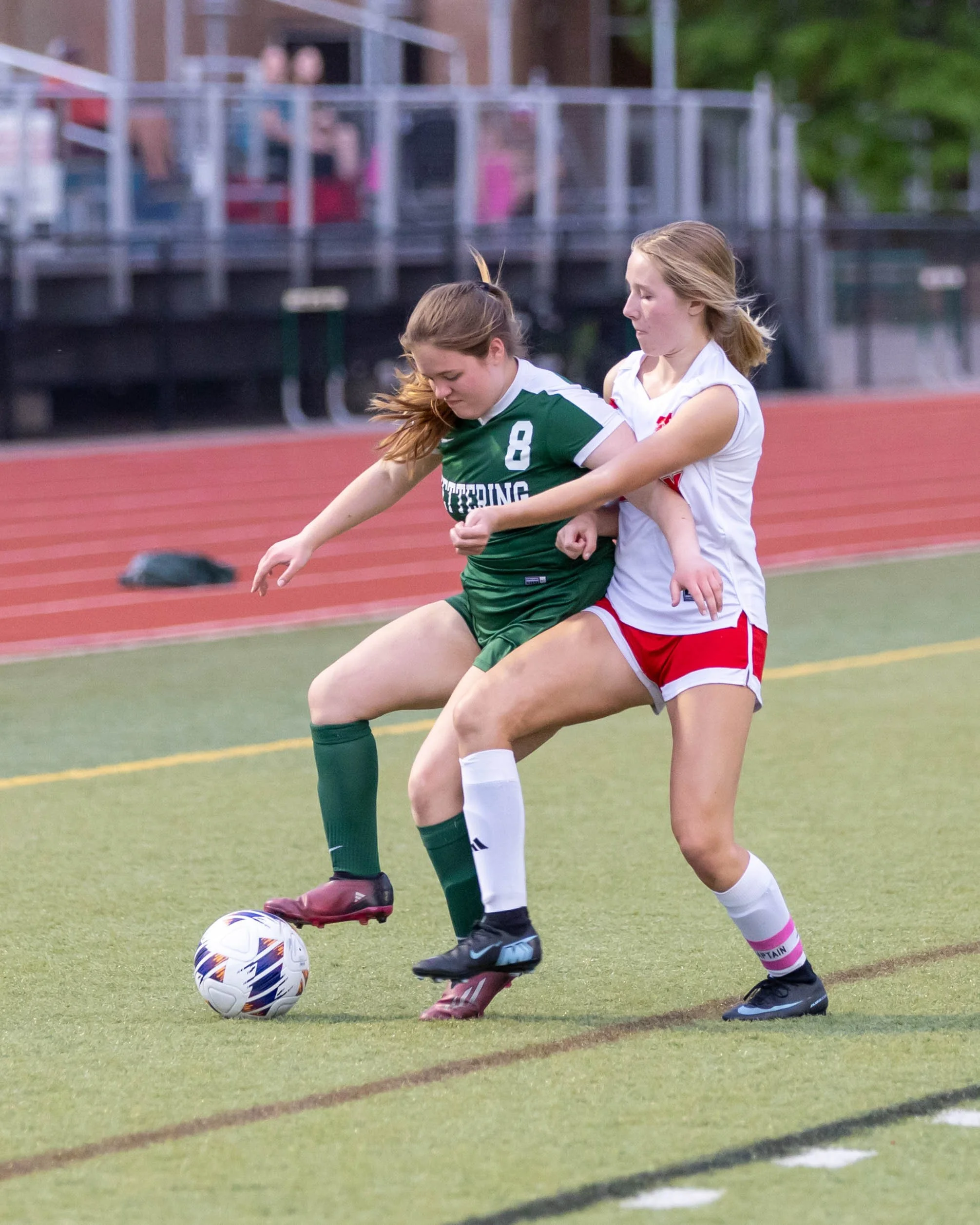 #8 fights to get around a defender