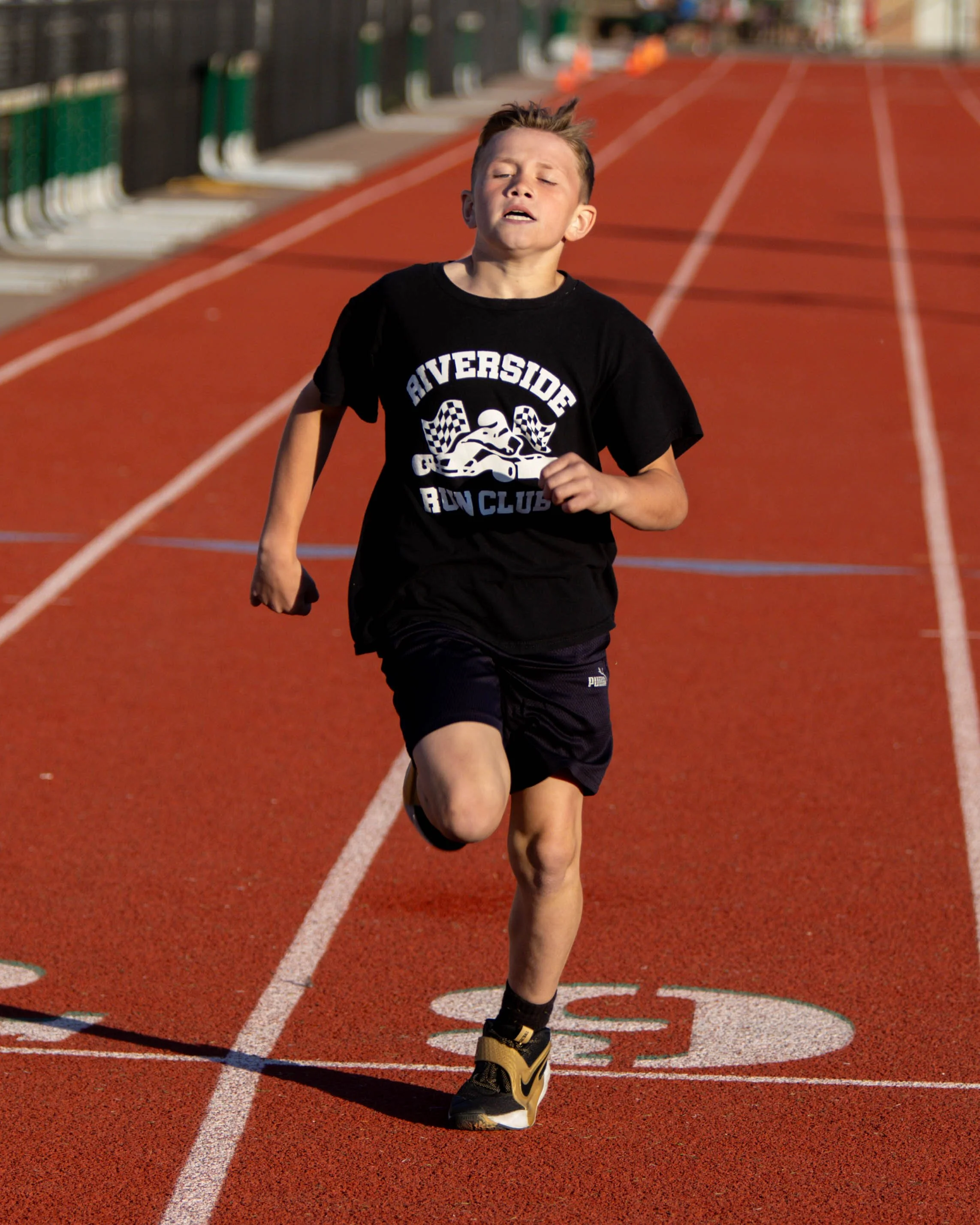Riverside runner at the finish line