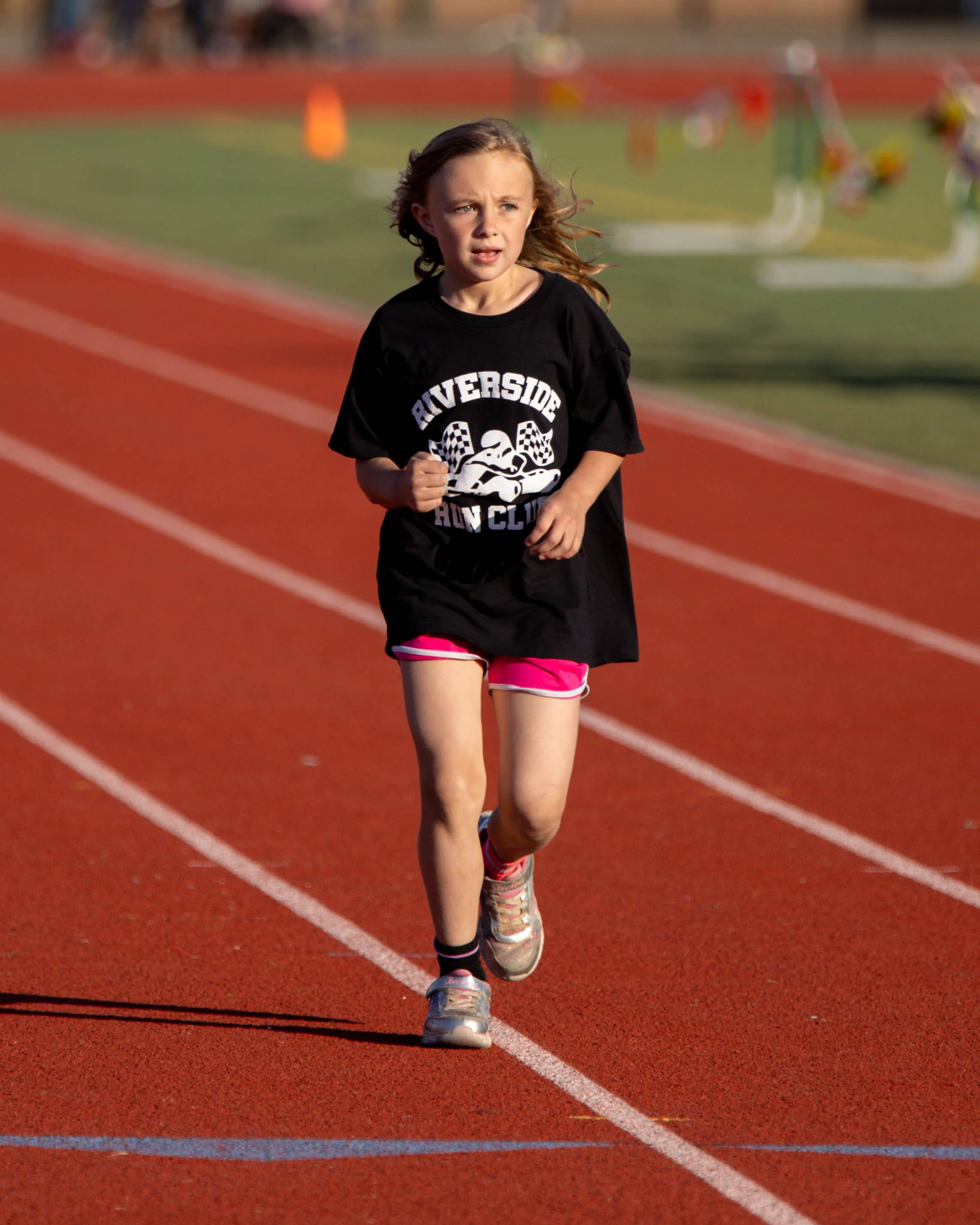Riverside runner at the finish line