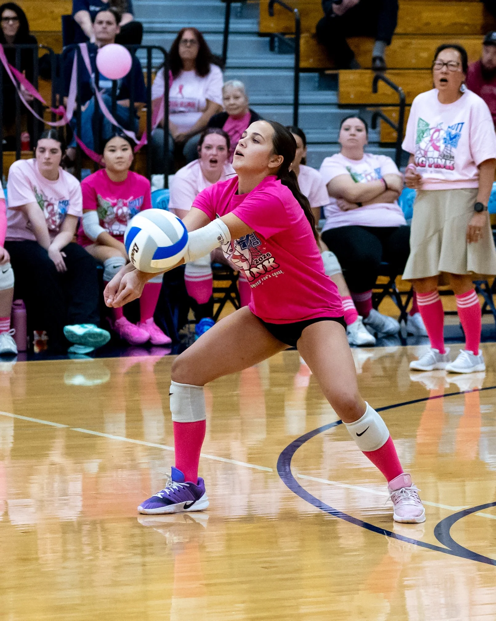 Mott player hits the ball