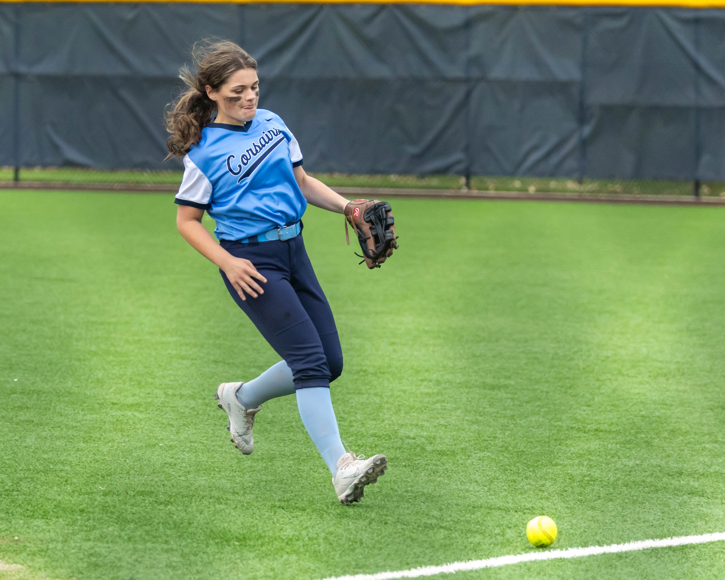 Mott first base gets the ball