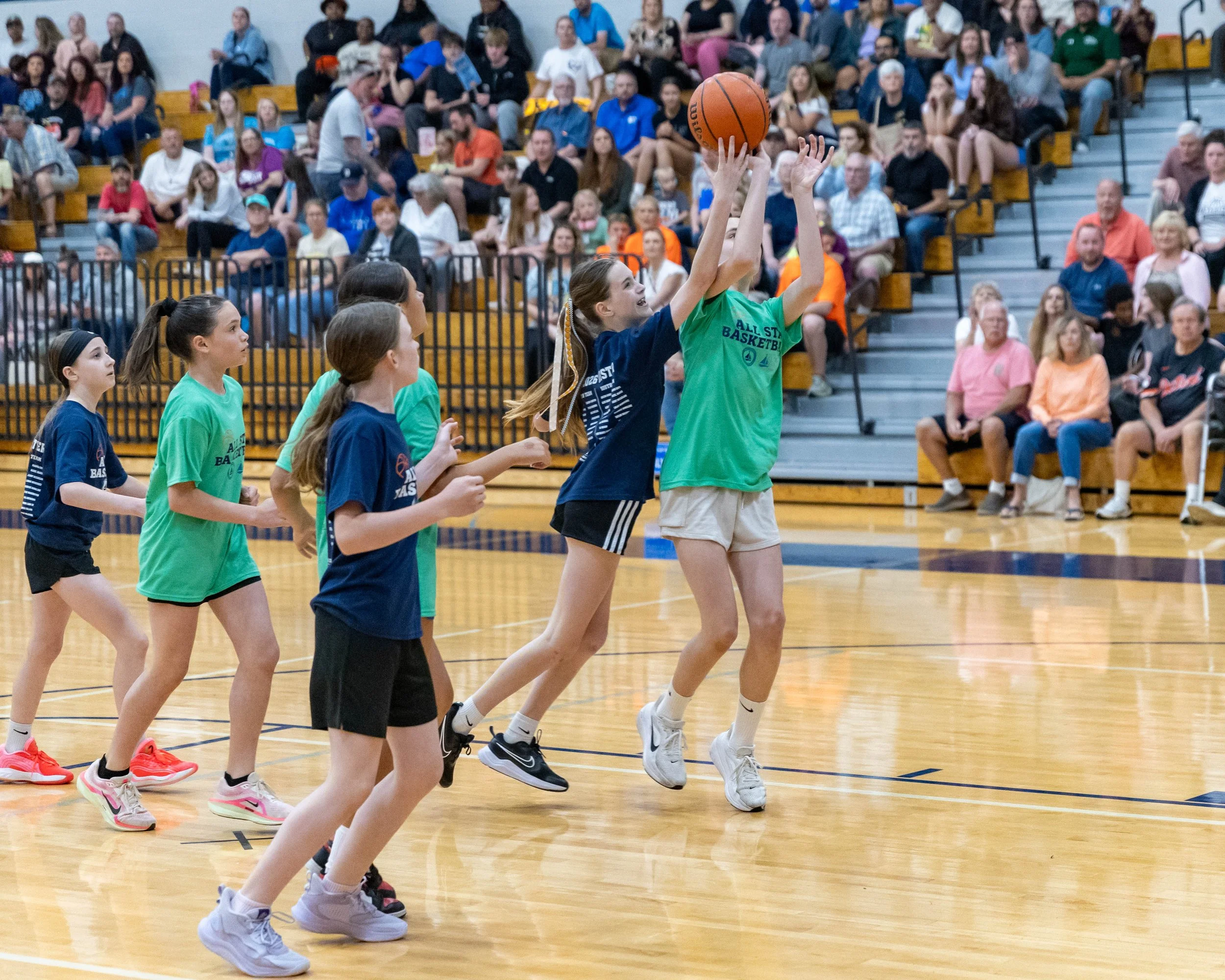 South girl shoots the ball 