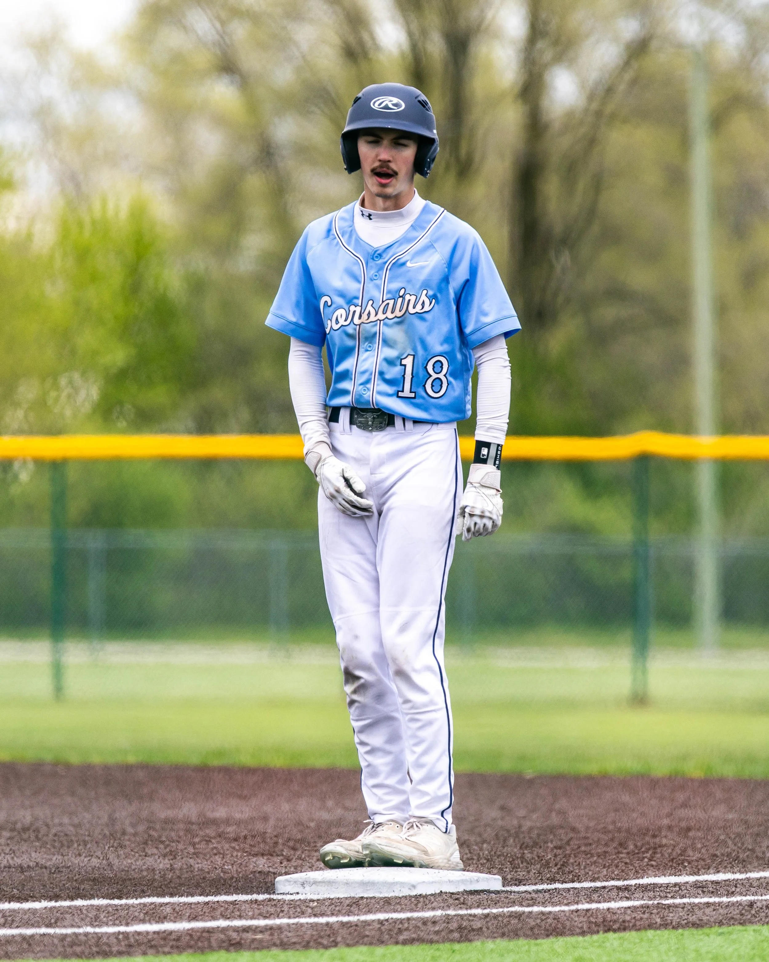 Mott #18]m stands on 2nd base