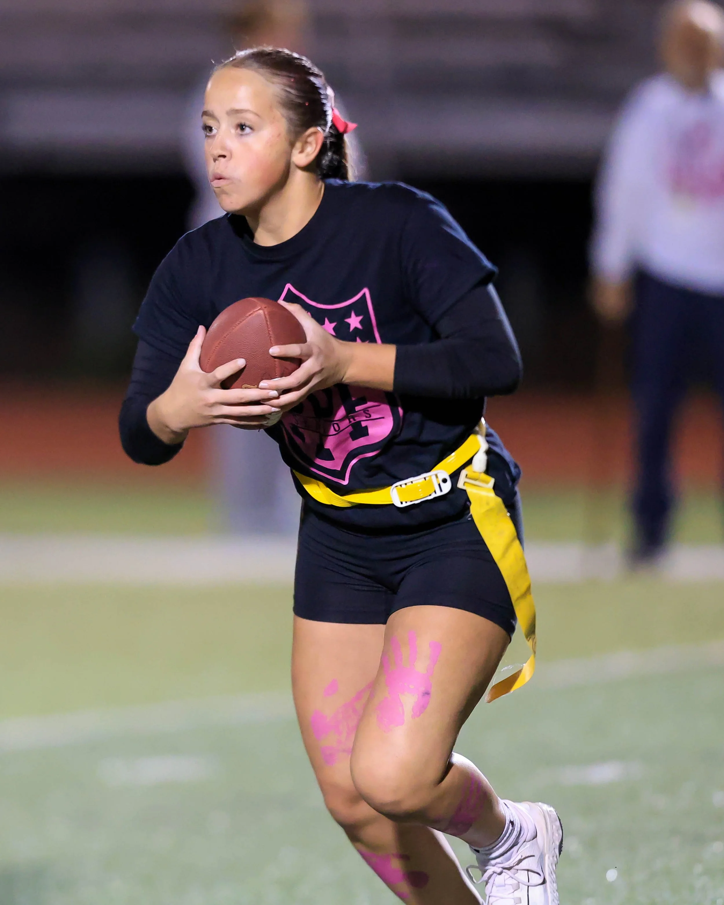 Senior quarterback with the ball