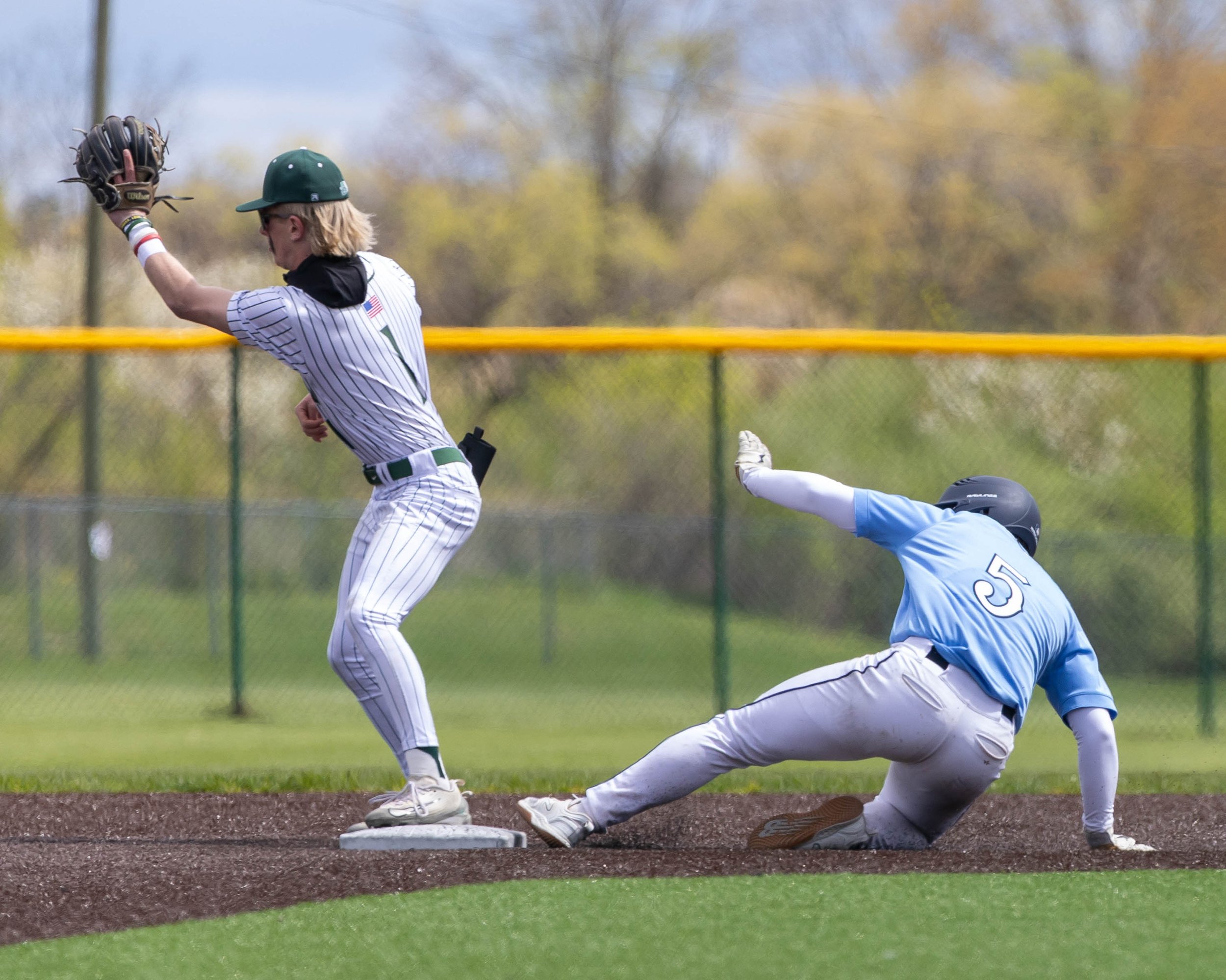 Mott #5 slides into 2nd base