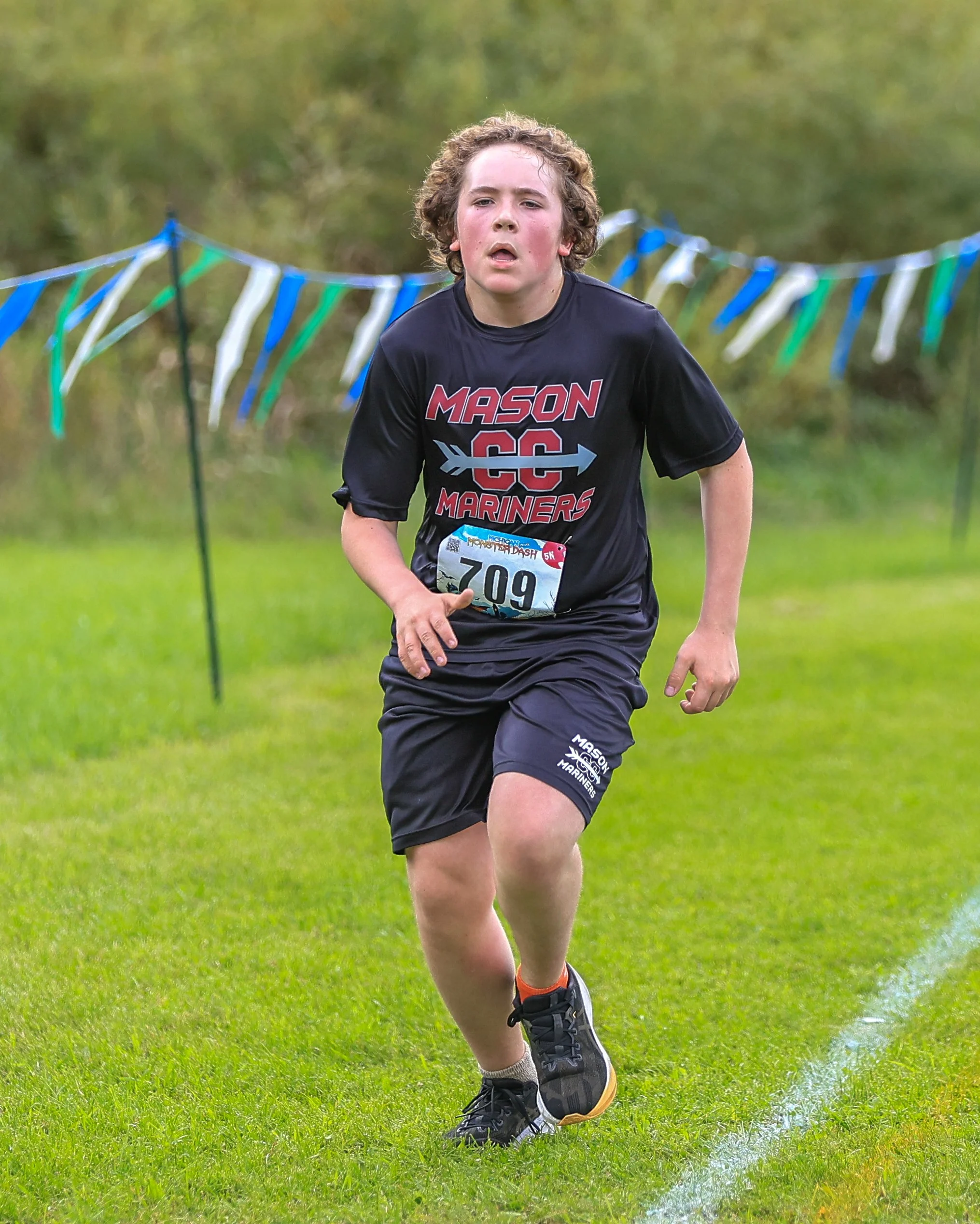 Mason runner at the finish line