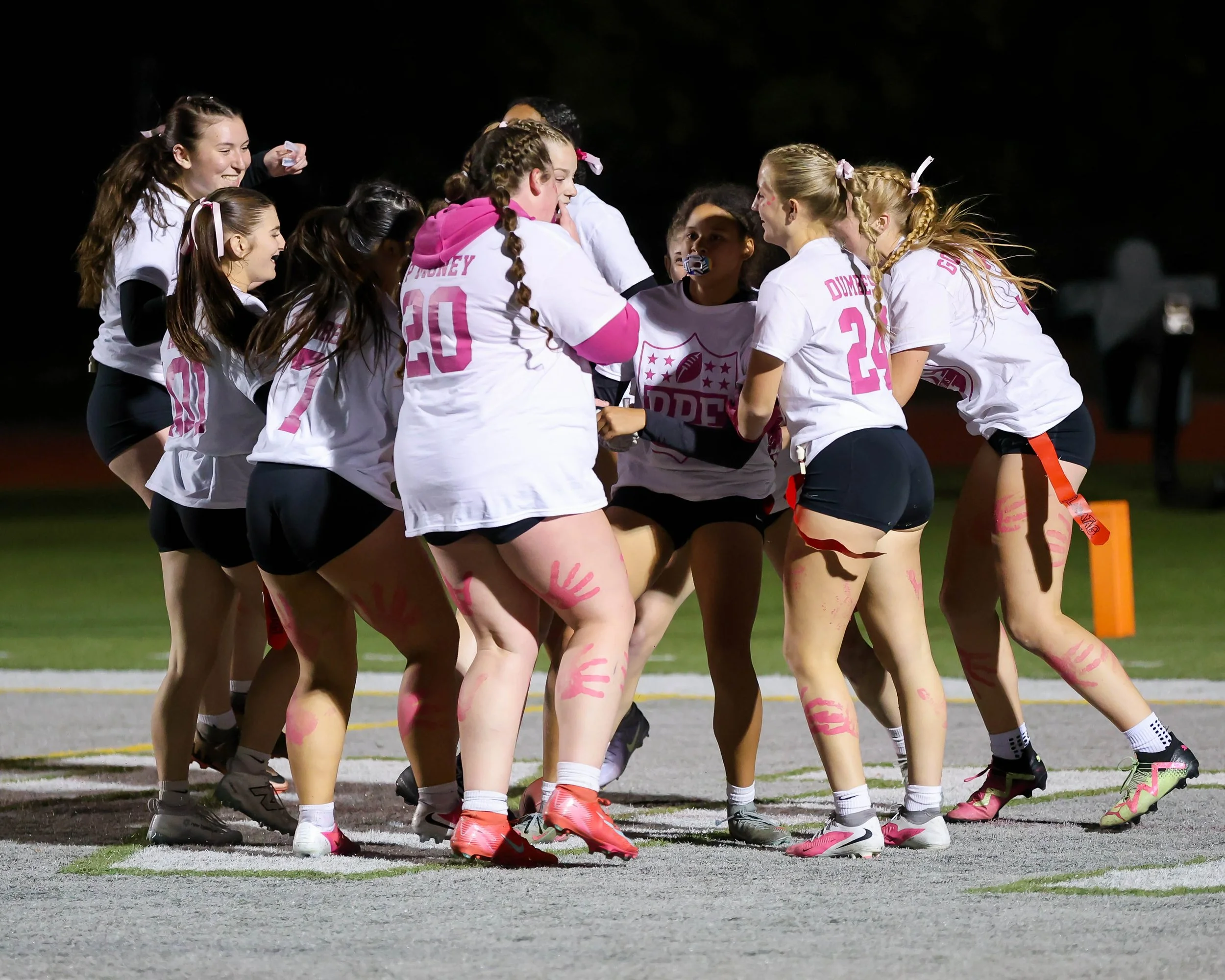Juniors celebrate a touchdown 