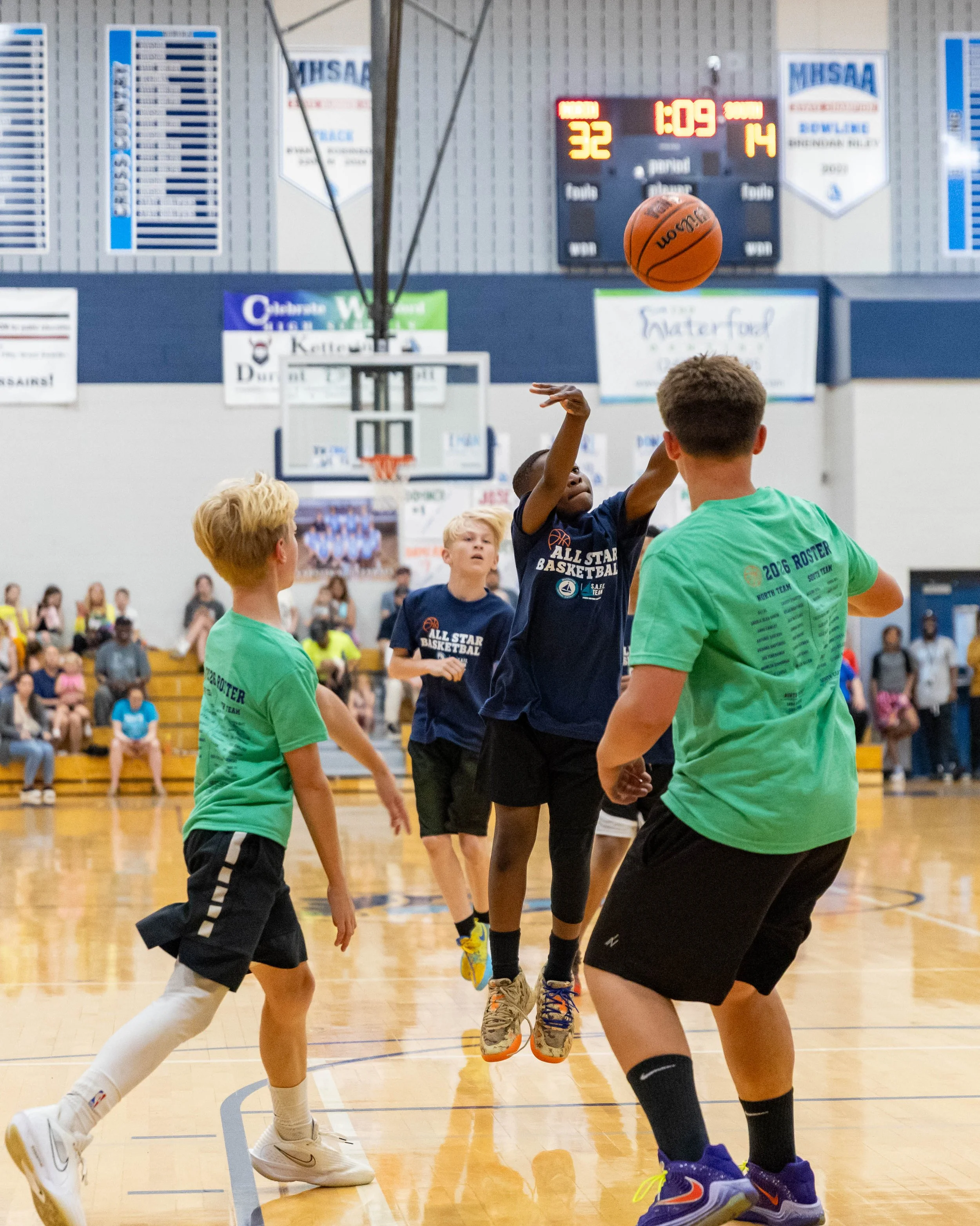 North player shoots the ball