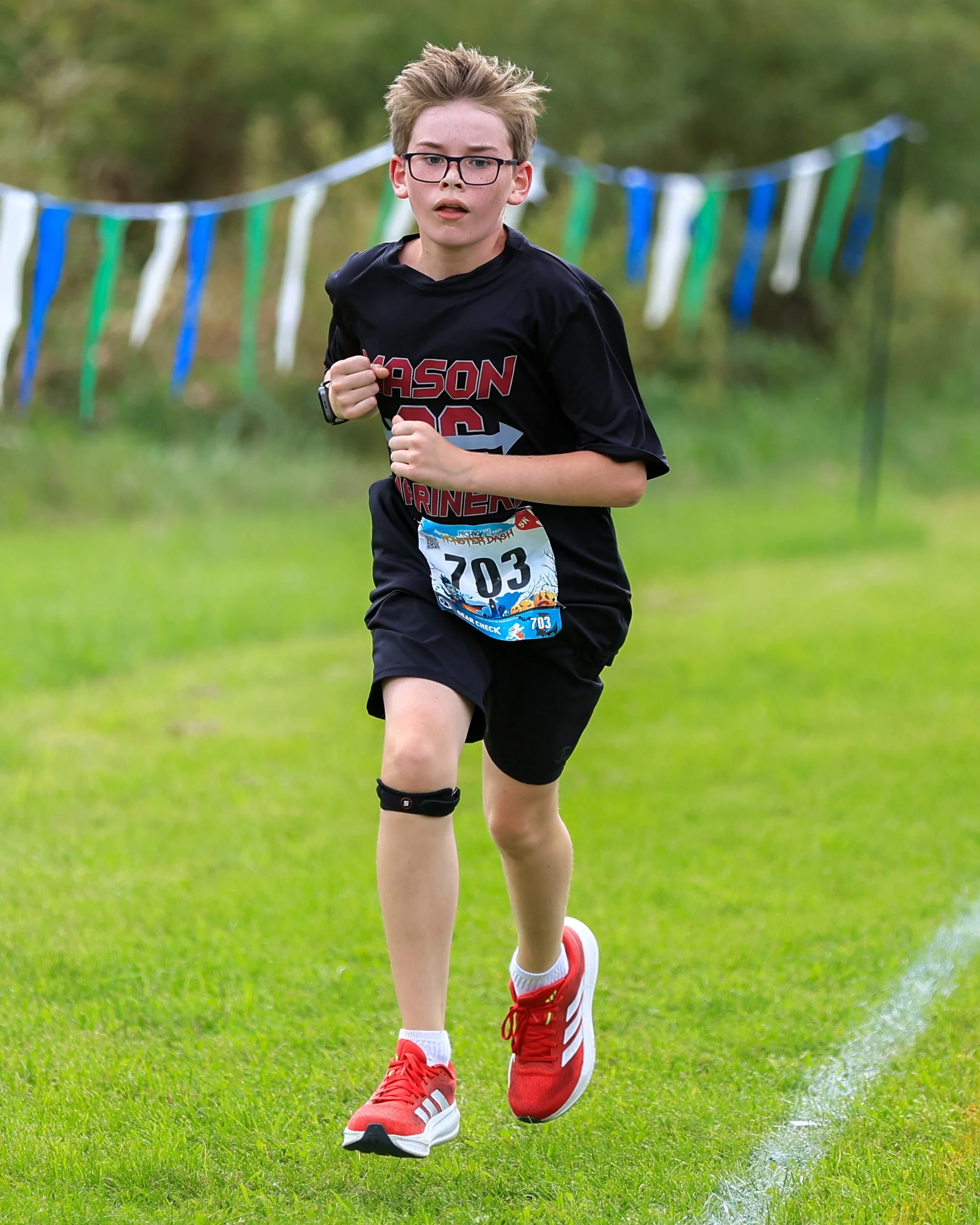 Mason runner at the finish line