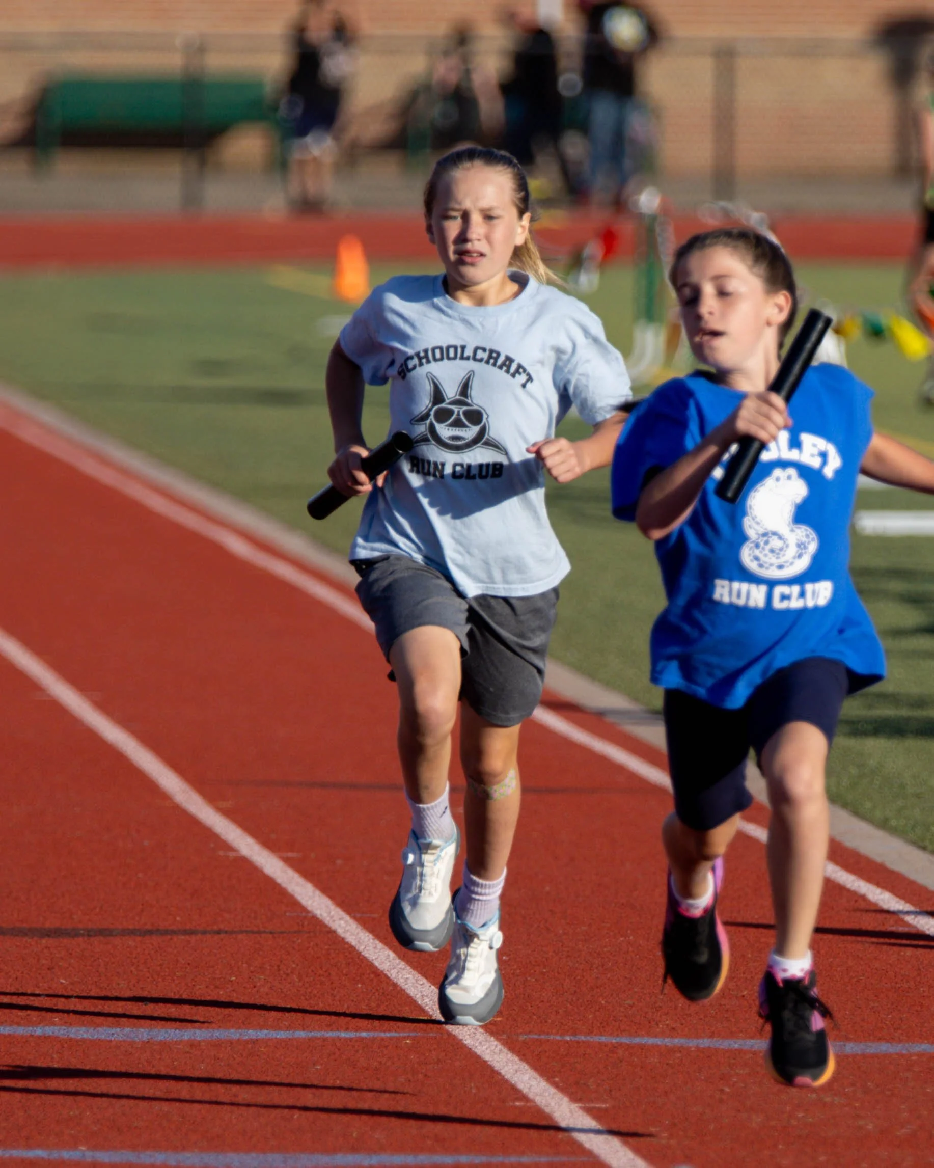 Schoolcraft runner at the finish line