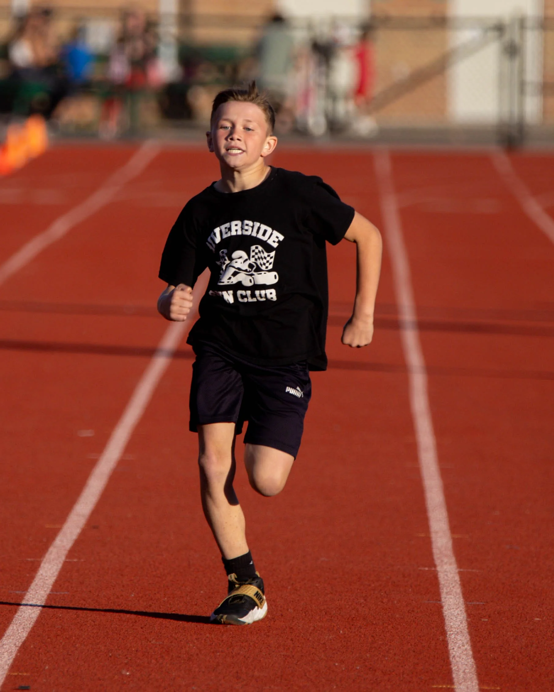 Riverside runner at the finish line