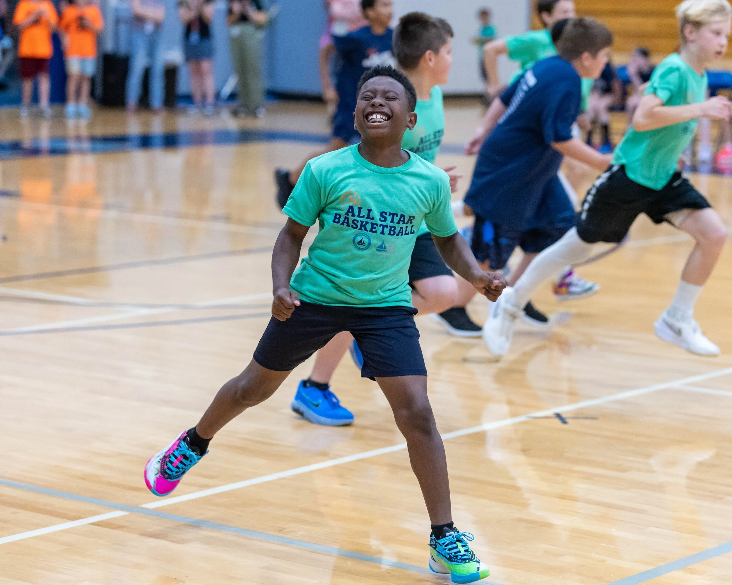 South boy celebrates basket